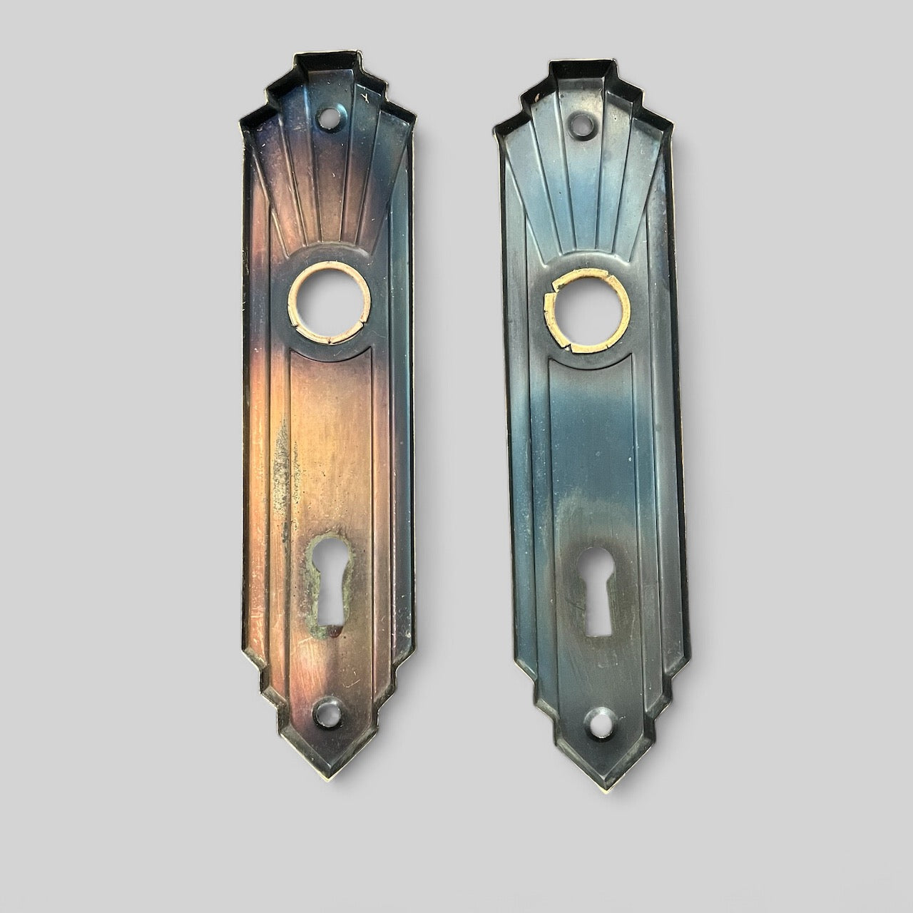 Vintage Brass Art Deco Door Hardware Set