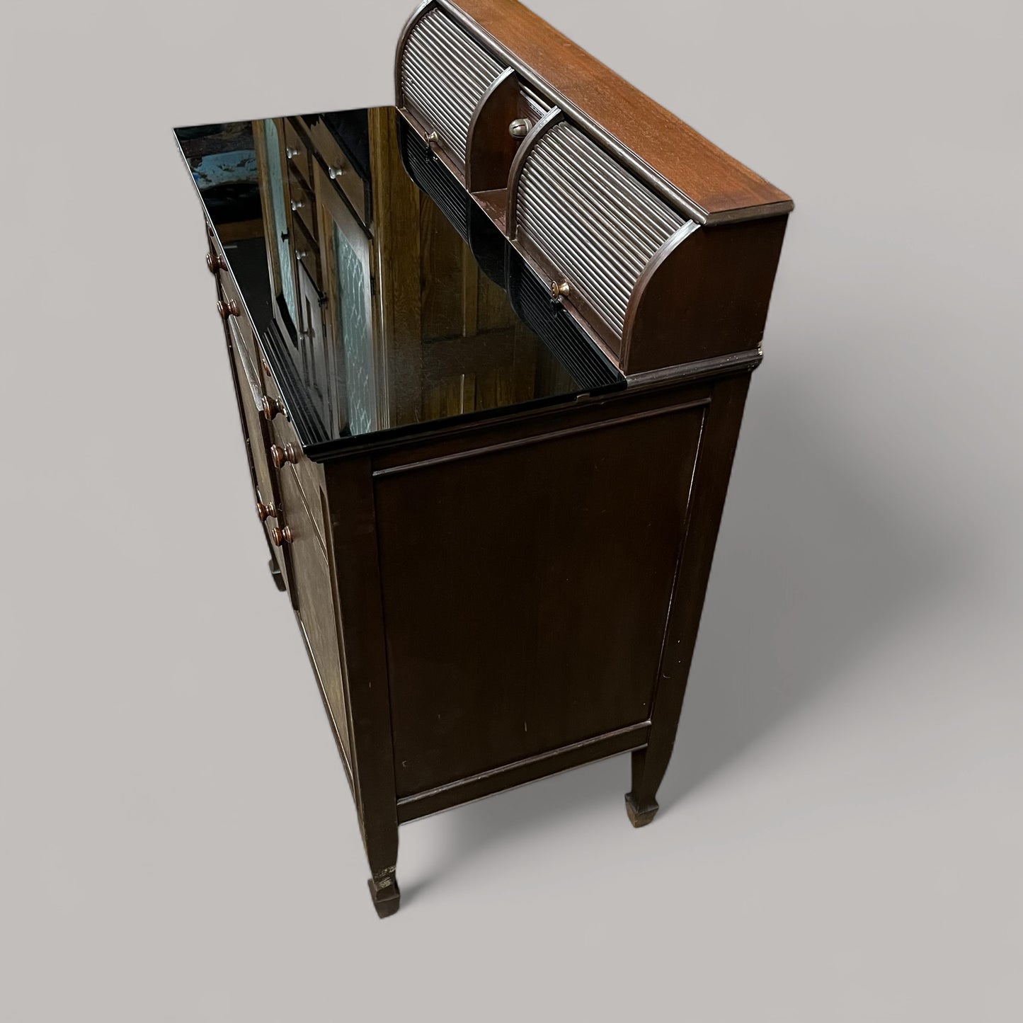 Rare Antique Dental Medical Cabinet With Glass Top and Antique Dental Equipment