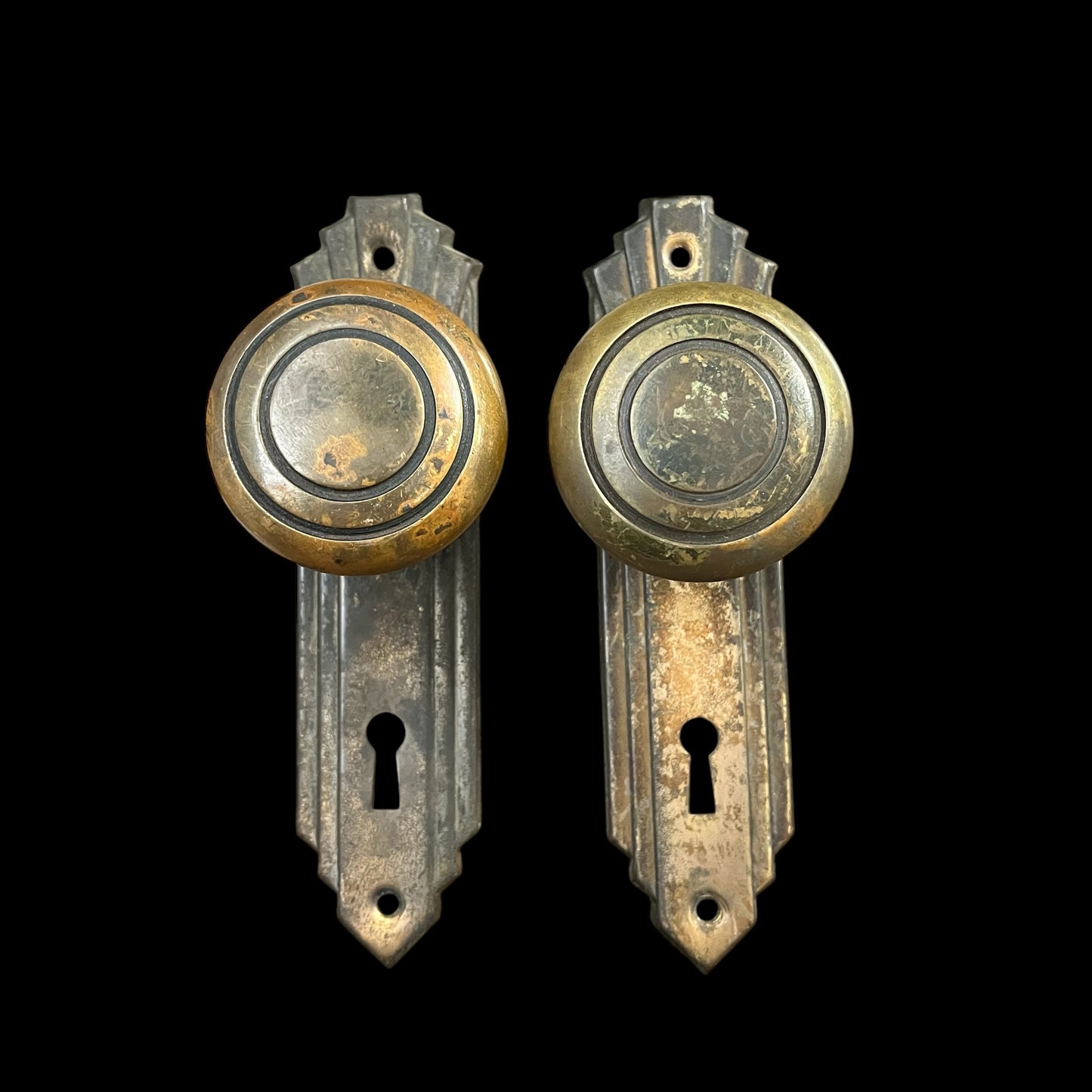 Vintage Brass Art Deco Door Hardware Set
