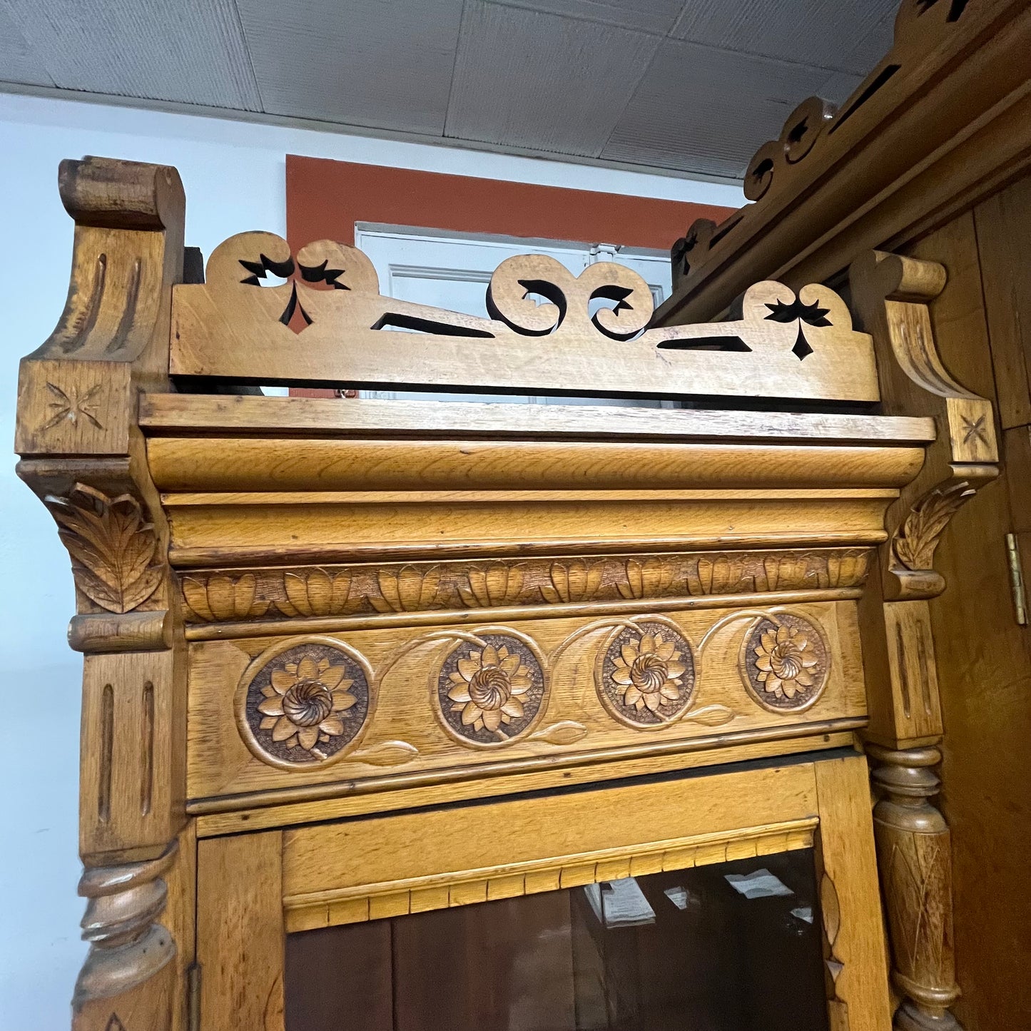 Huge Antique Victorian Hand-Carved Desk/Cabinet/Hutch/Bookcase/Library (All Encompassing) Built-In