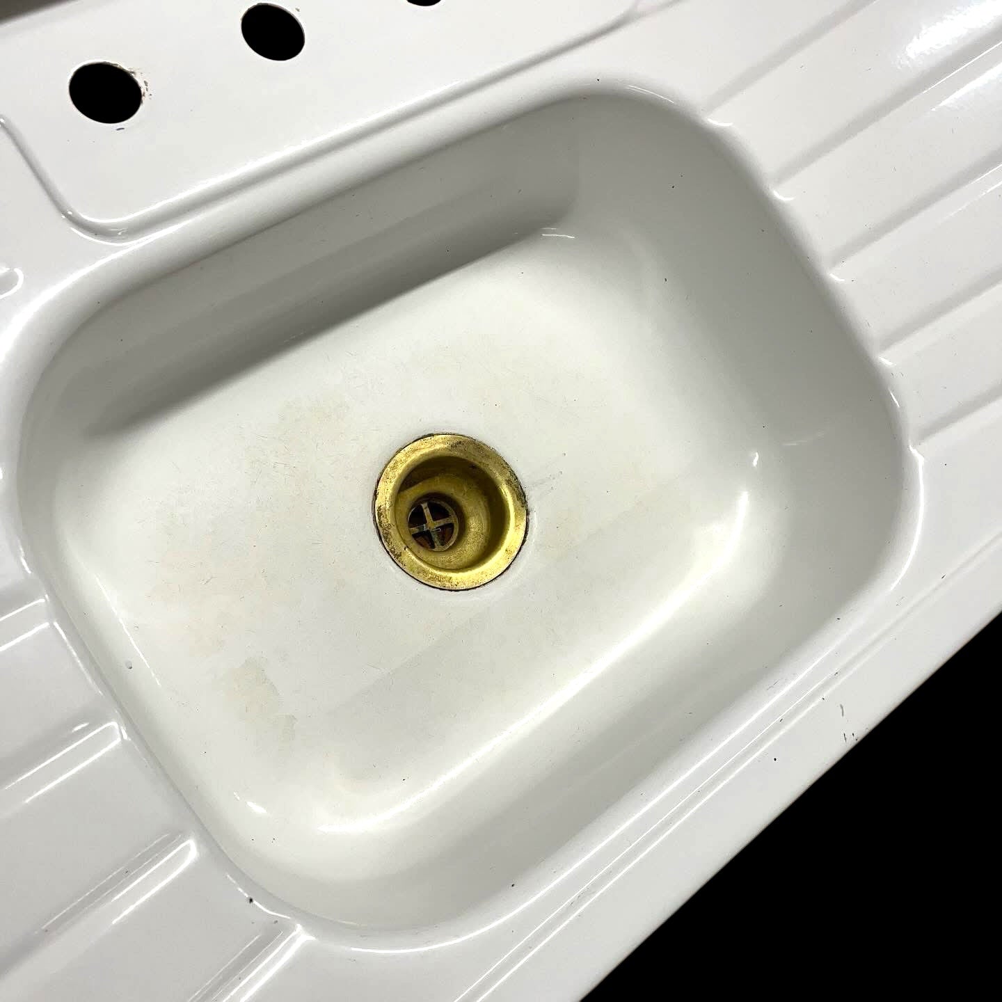 Vintage Porcelain Enameled Steel Double Drain Board Sink