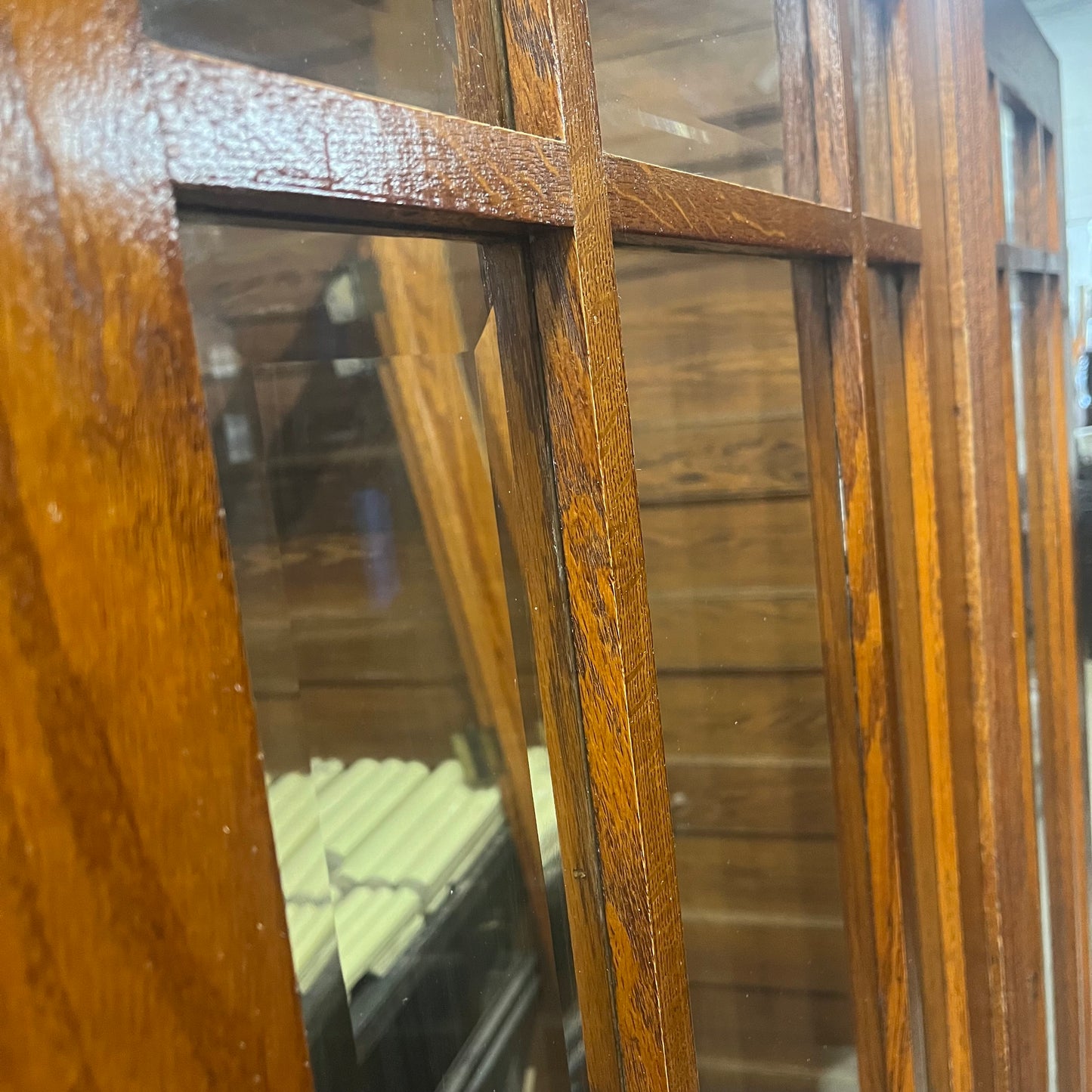 Antique Oak French Doors With Beveled Glass