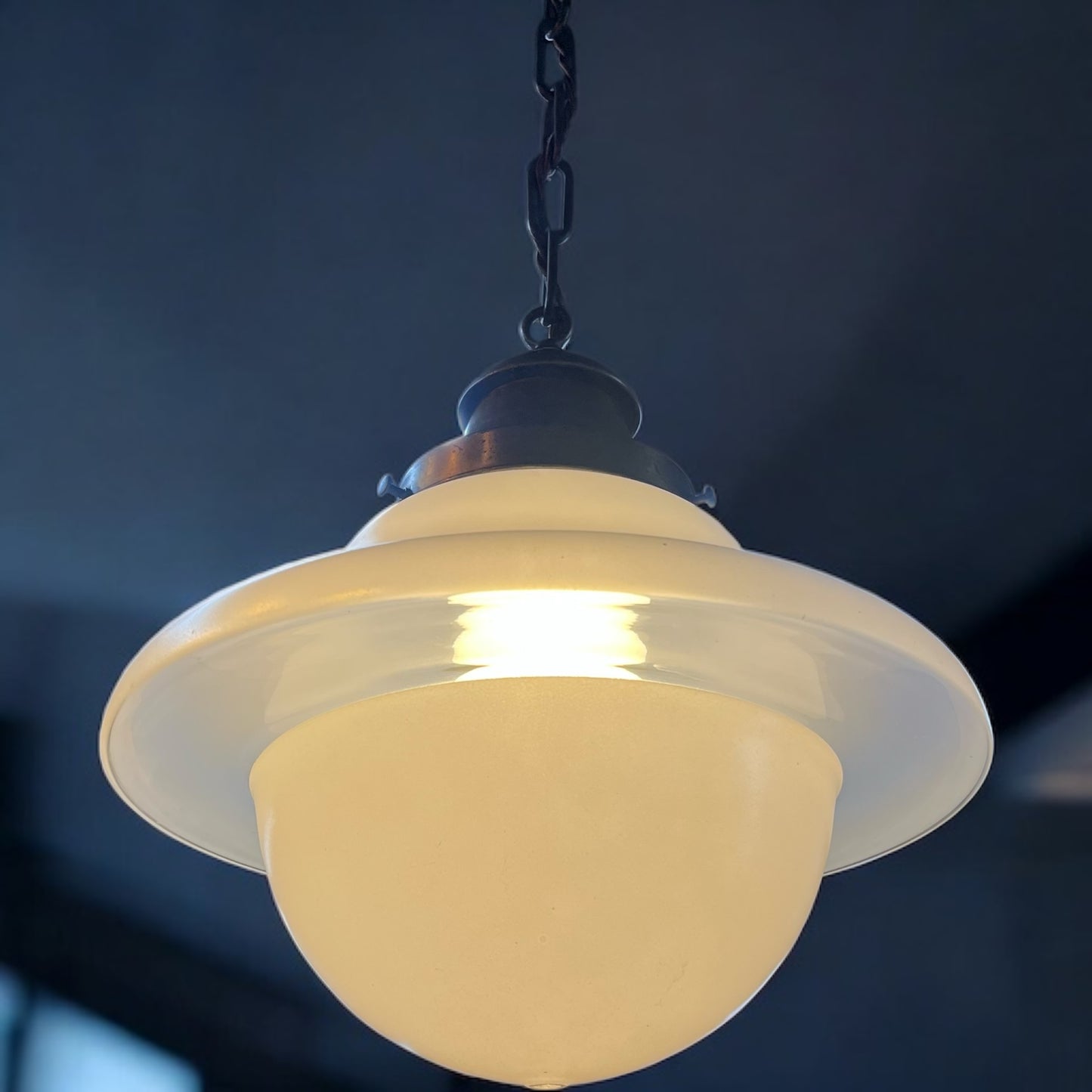 Antique Art Deco Pendant Light With Original Brass Fixture - Rewired