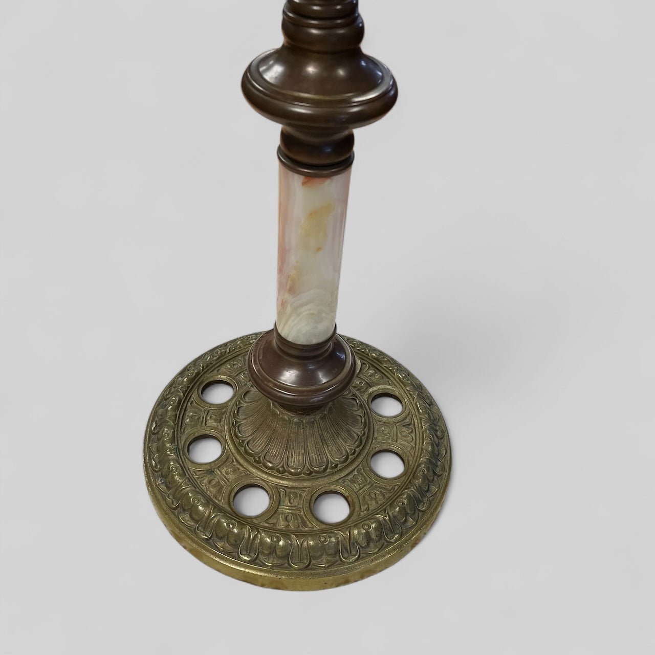 Antique (1890s) Victorian Double Banquet Oil-Burning Brass and Marble lamp