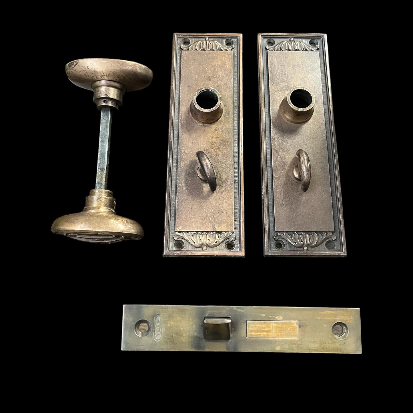 Antique Yale Cast Bronze Door Hardware Set Double Passage Lock From First National Bank