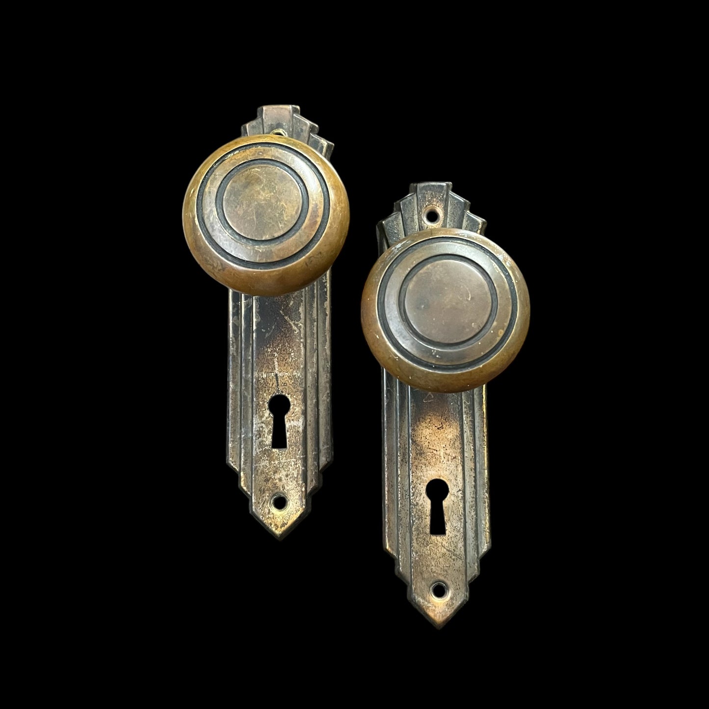 Vintage Brass Art Deco Door Hardware Set