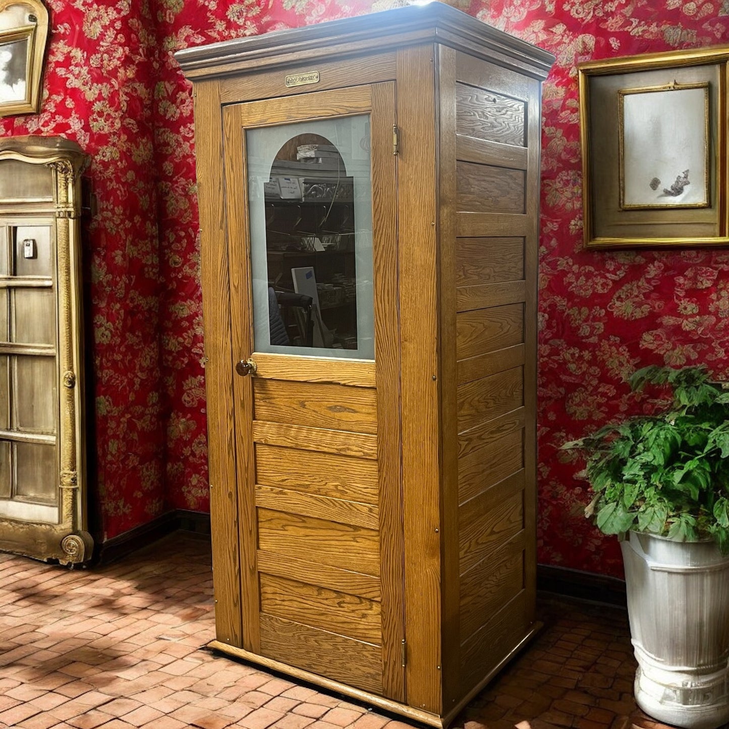 Antique Early 1900s Oak Telephone Booth