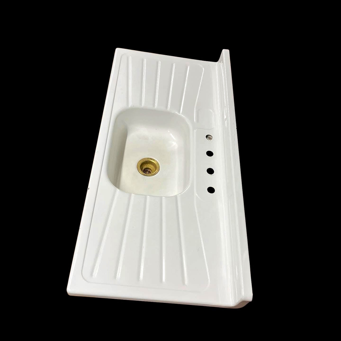 Vintage Porcelain Enameled Steel Double Drain Board Sink