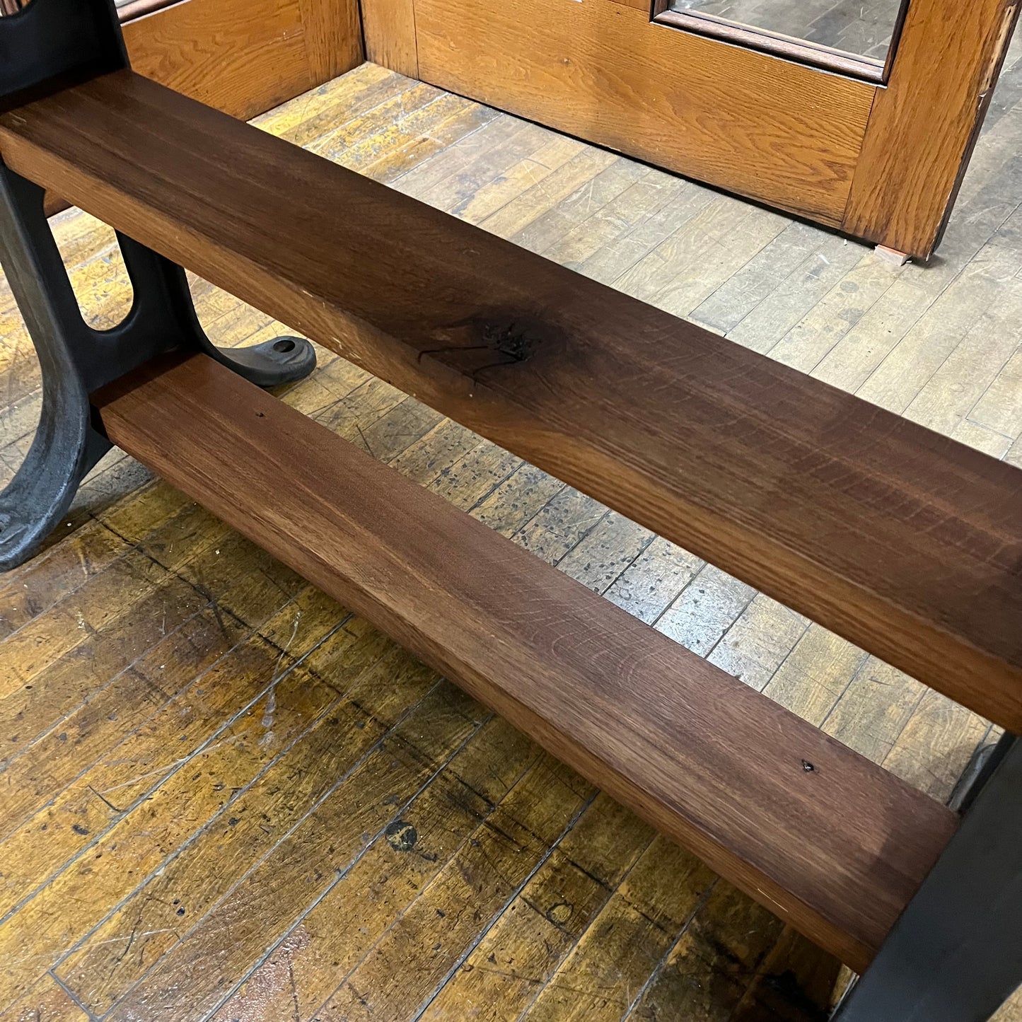 Reclaimed Antique Oak Hand-crafted Table With Industrial Cast Iron Legs
