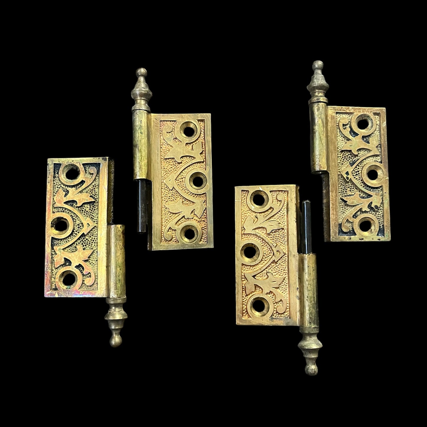 Gorgeous Antique Decorative Brass Steeple Tip Cabinet Hinges