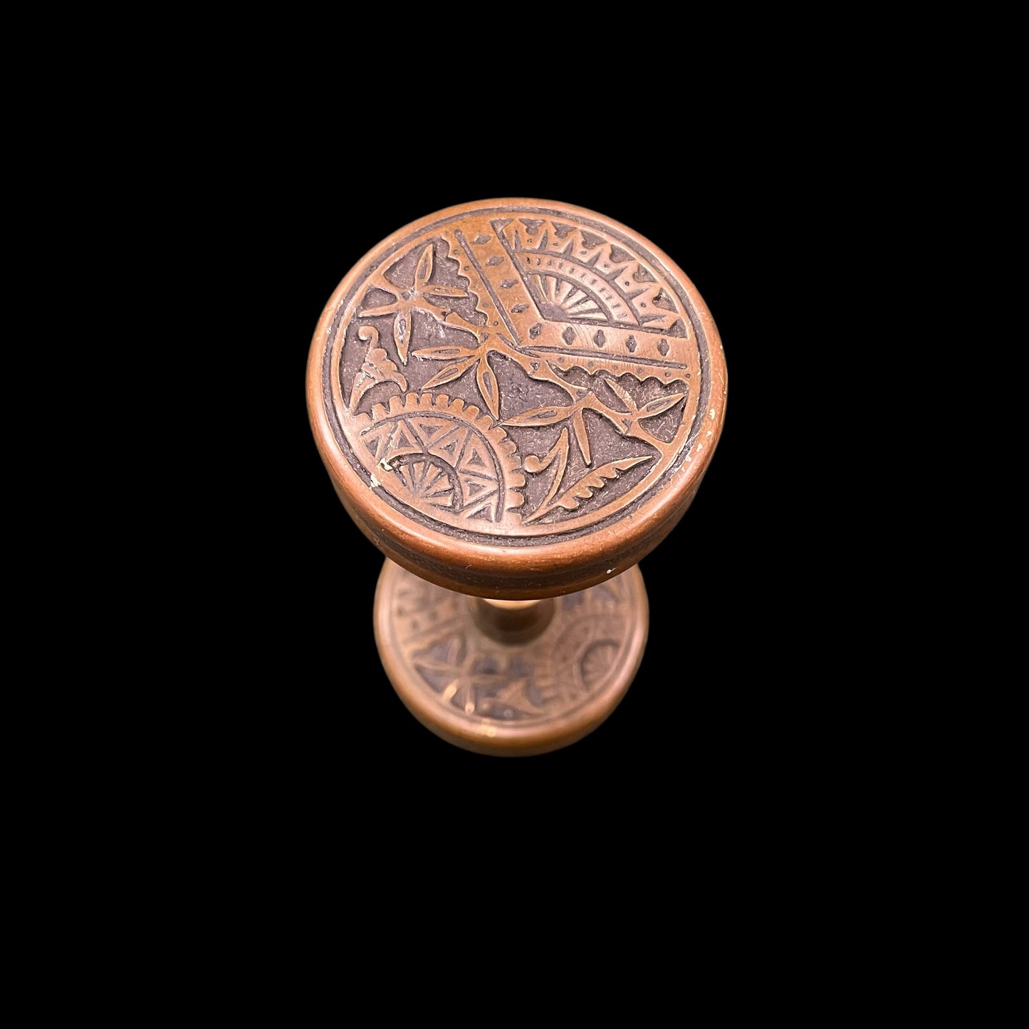 Antique Cast Bronze Branford Vernacular “Oriental” Pattern Doorknob Set