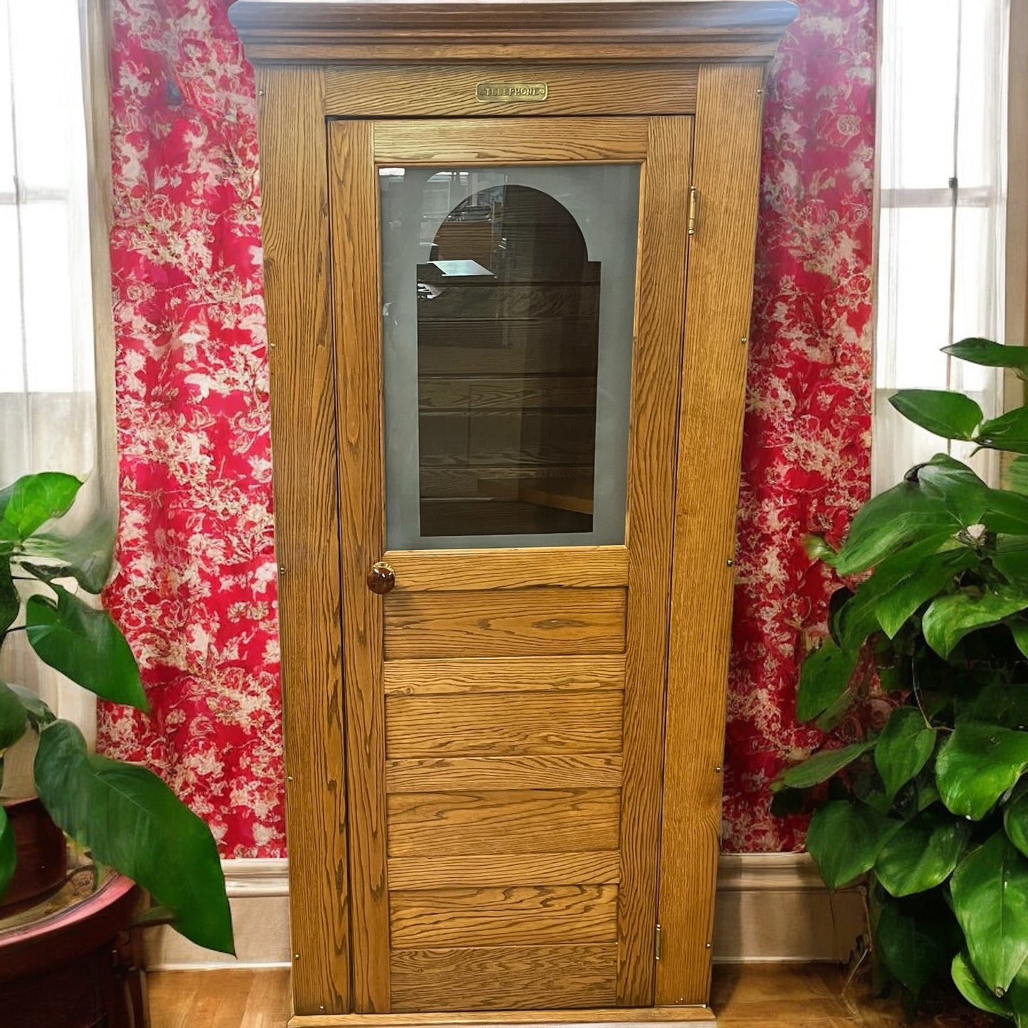 Antique Early 1900s Oak Telephone Booth