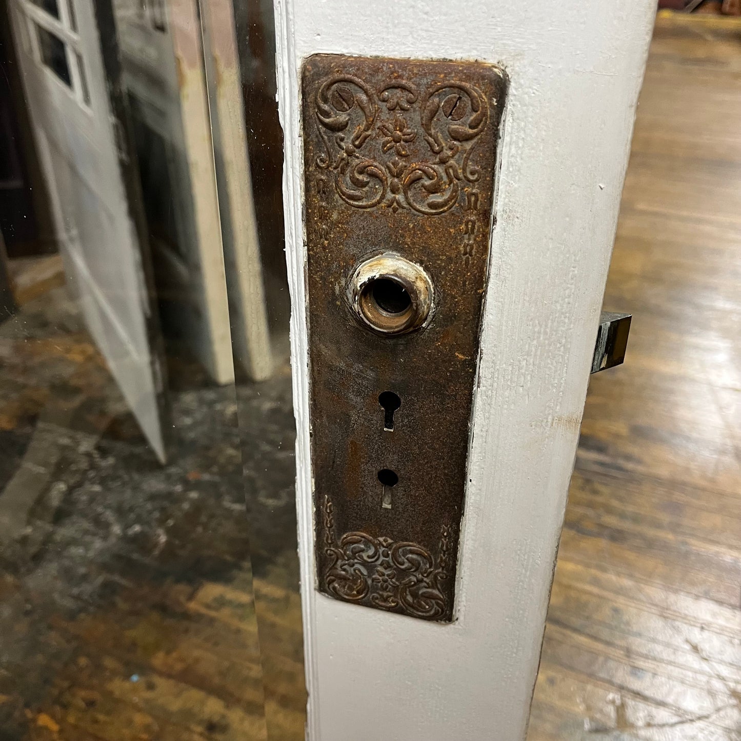 Antique Door With Original Thick Beveled Glass