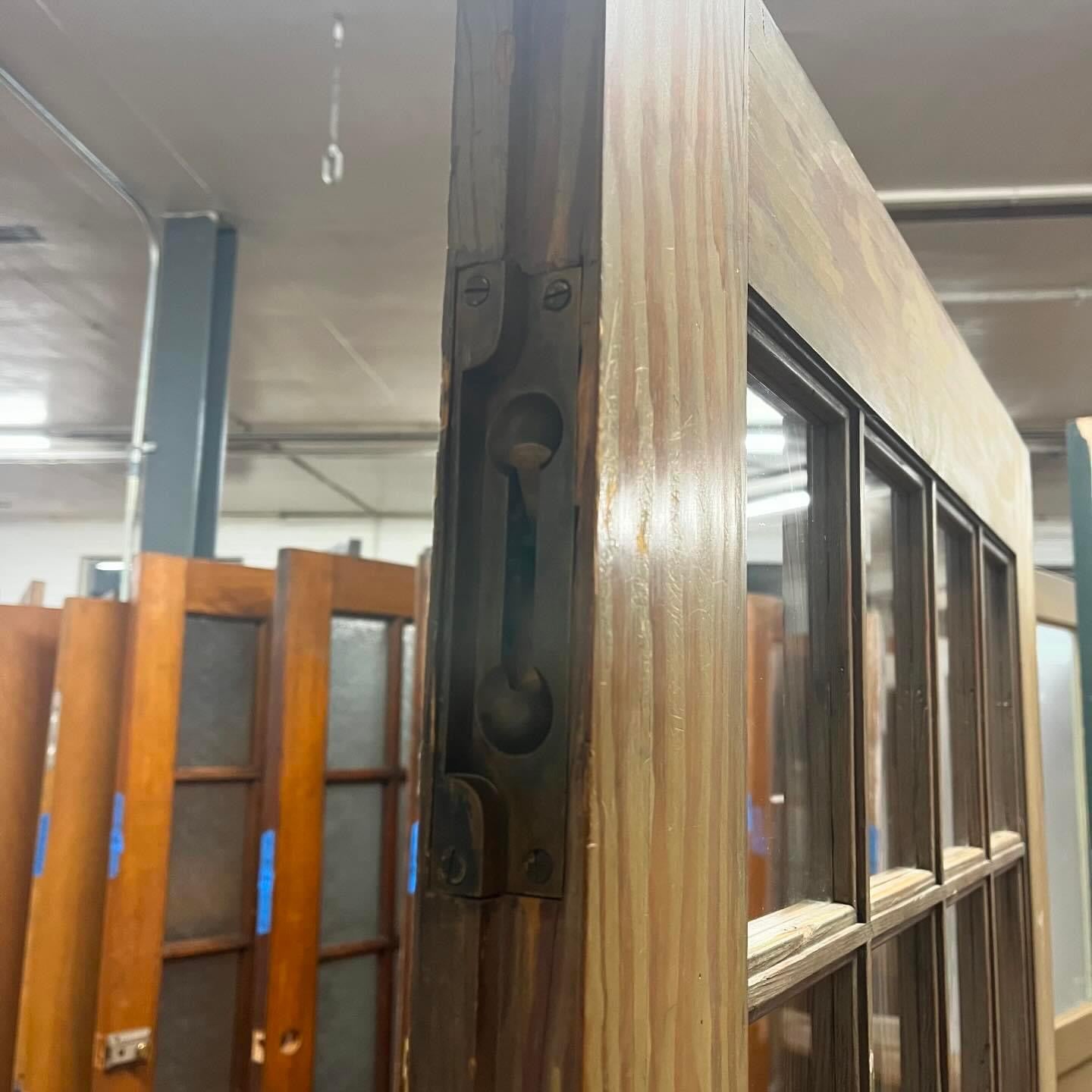 Antique Double Doors With 16 Window Glass Panes, Includes Frame
