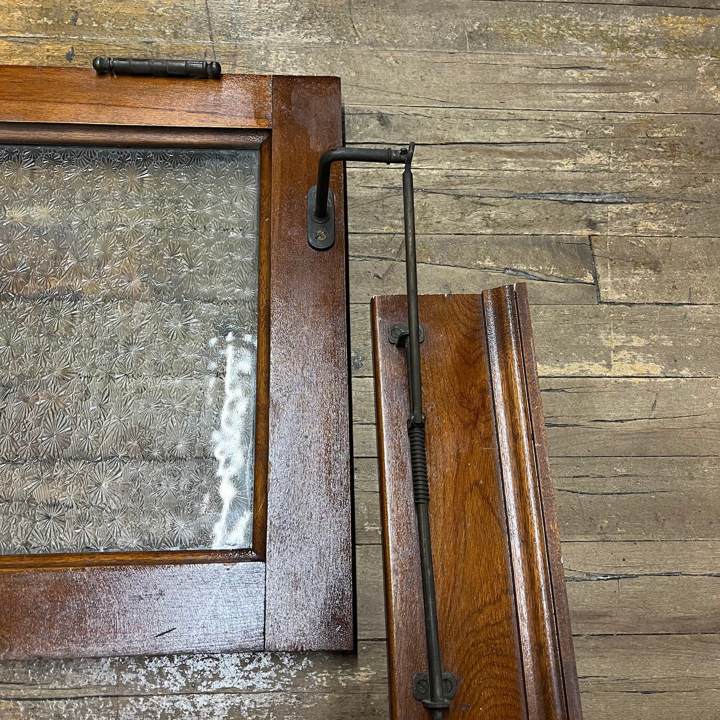 Antique Florentine Glass Transom Window With Original Hardware