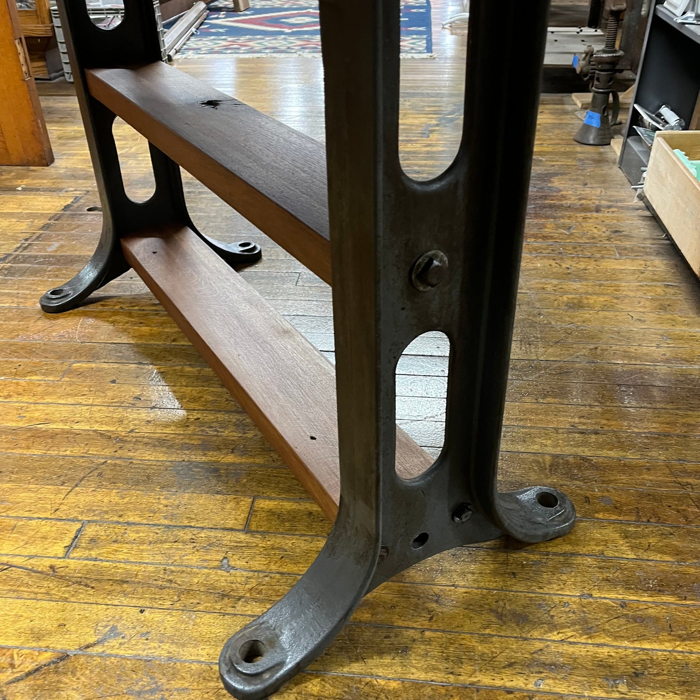Reclaimed Antique Oak Hand-crafted Table With Industrial Cast Iron Legs