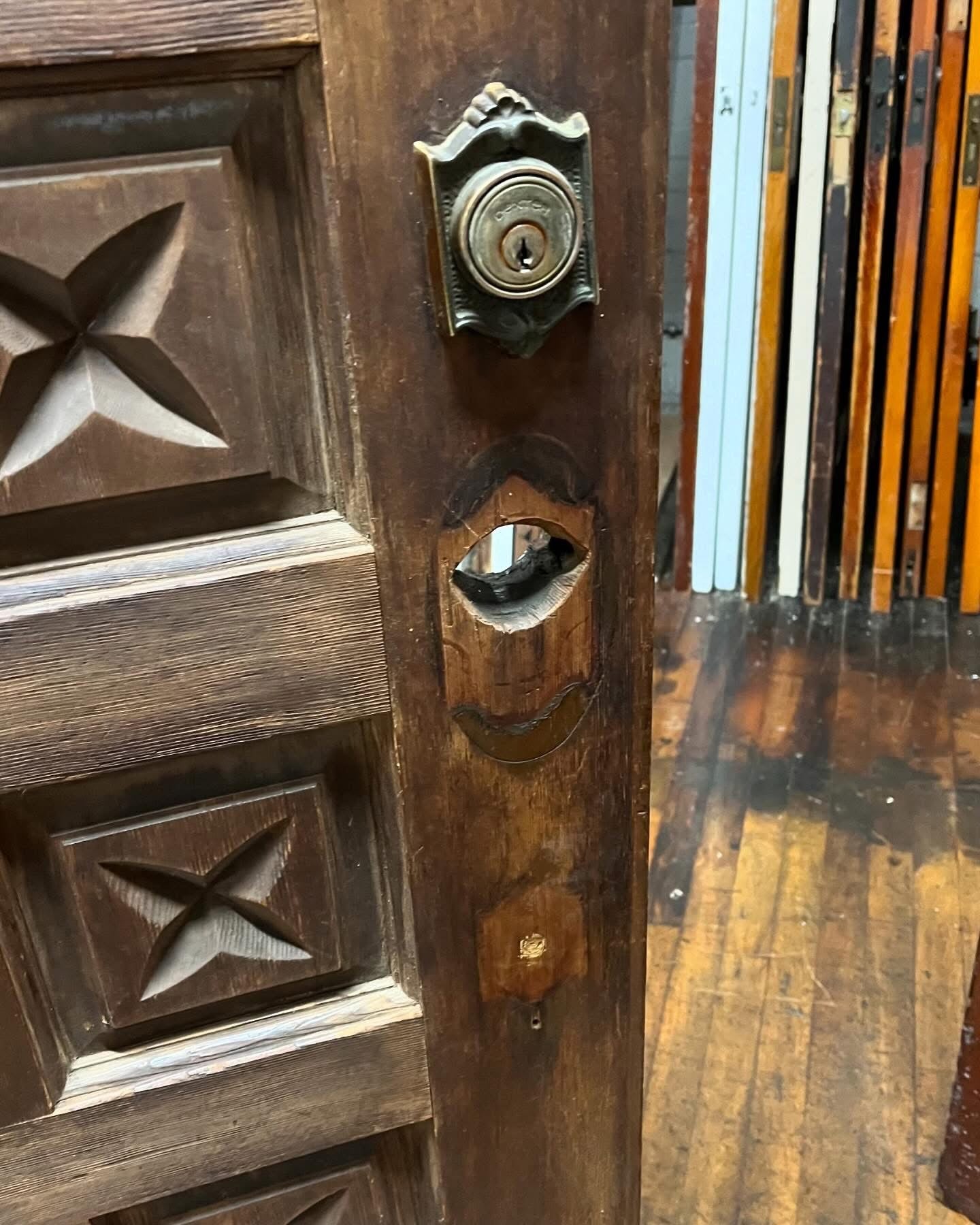 21 Panel Mid-Century Solid Fir/Pine Exterior Door