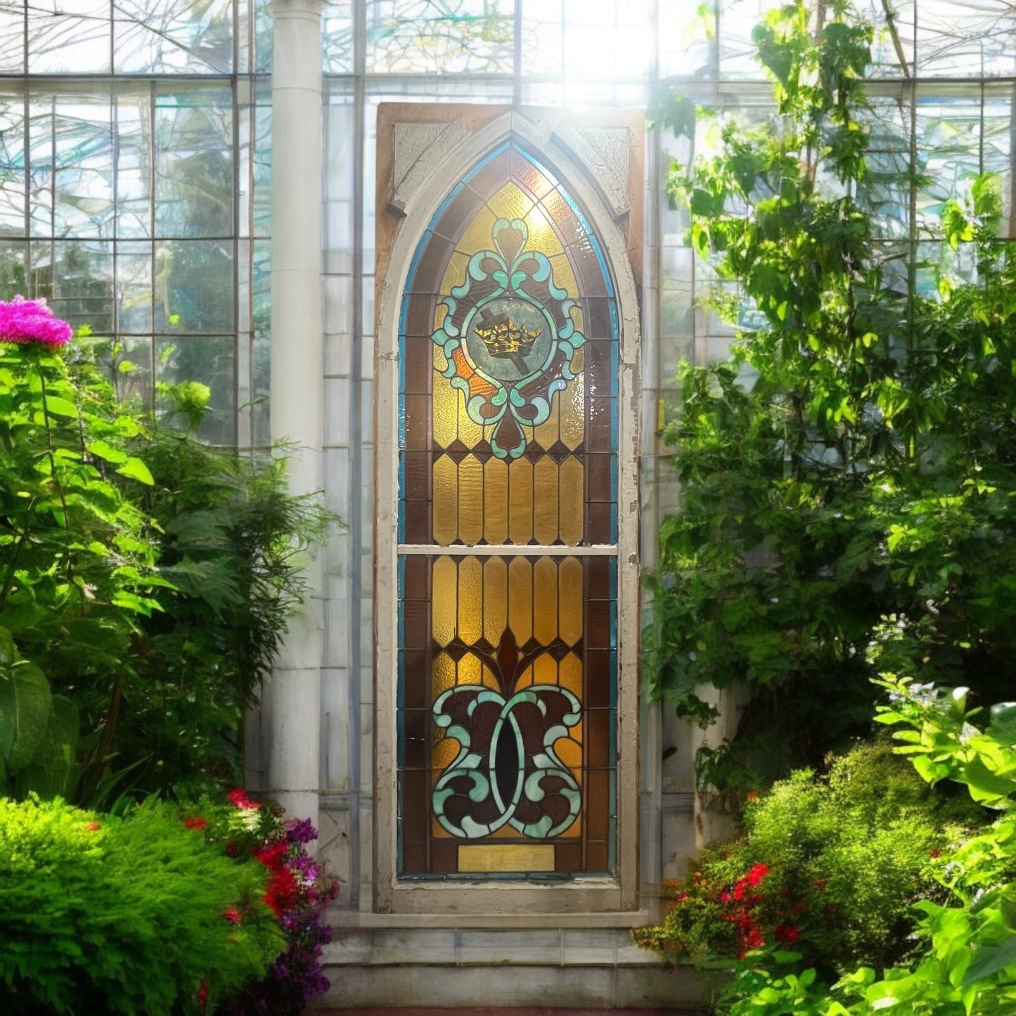 Antique Stained Glass Window From An Early 1900s Church