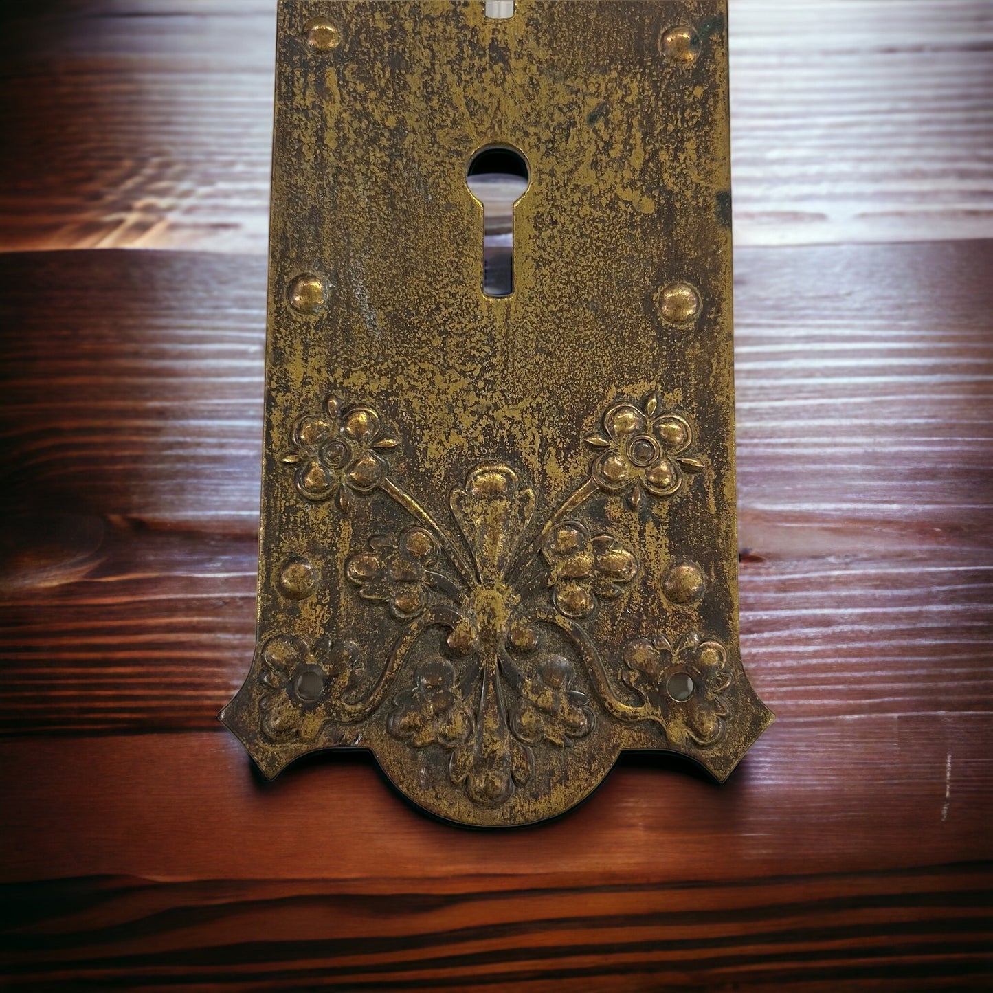 Antique Norwalk Lock Trilby Design Door Knob Set and Escutcheon Plate c. 1899