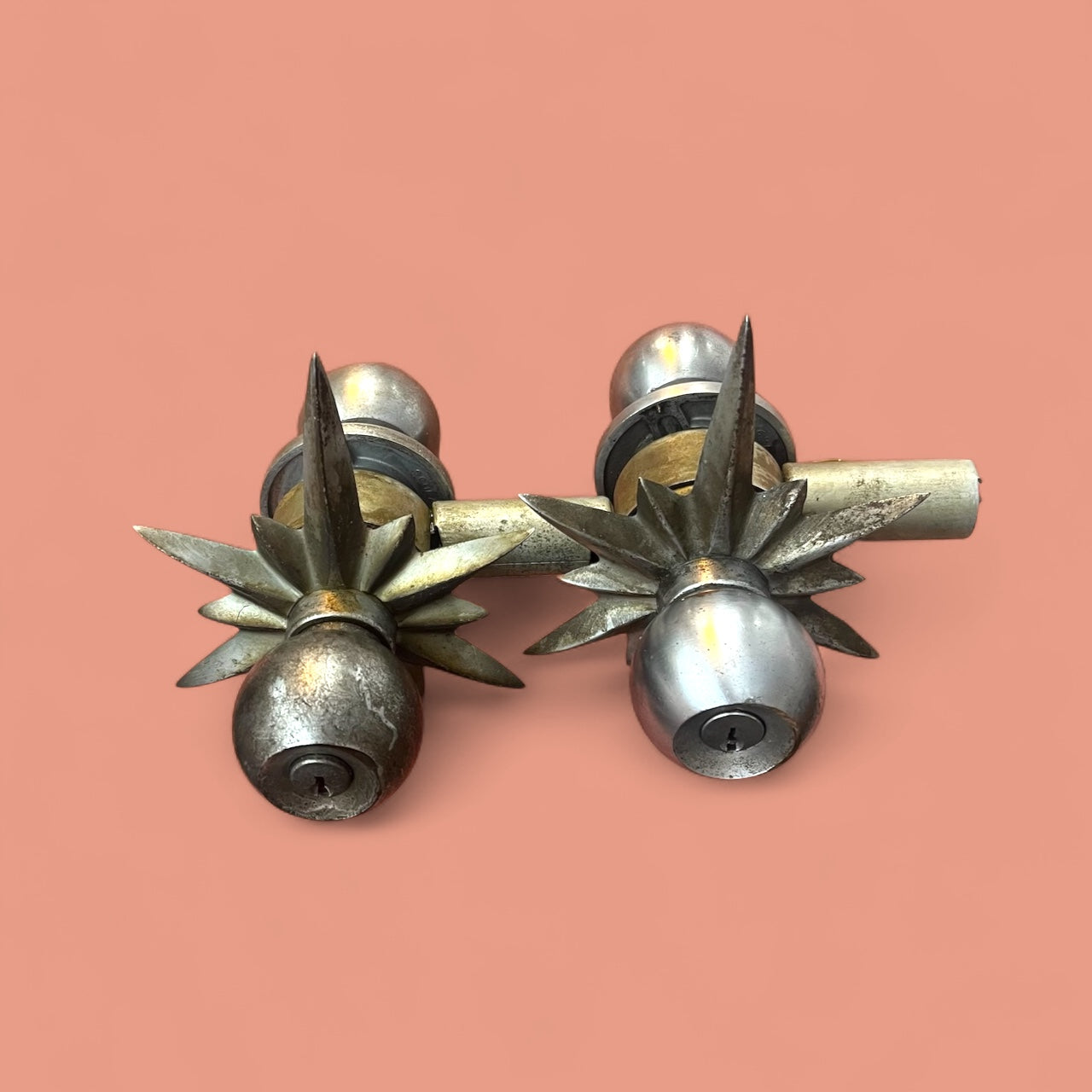 Mid-Century Schlage Starburst Doorknob Set With Extensions