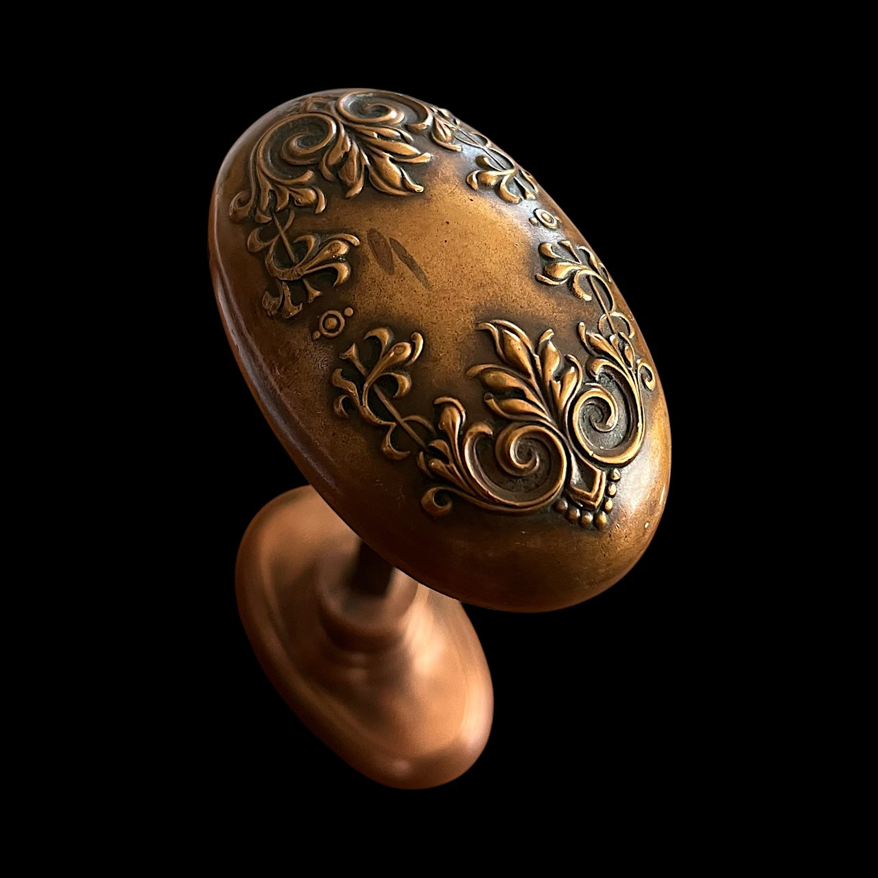Antique Bronze/Brass Corbin Vittoria Oval Doorknob Set c.1895