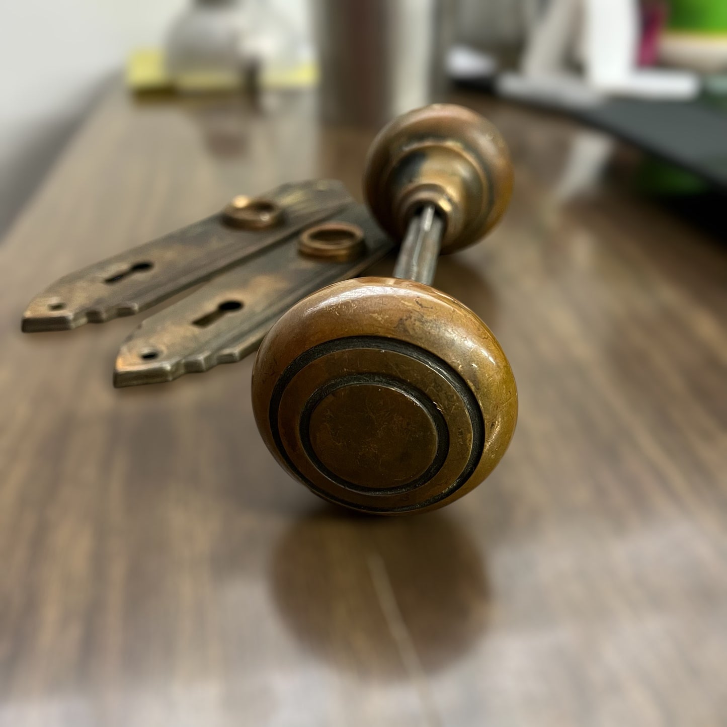 Vintage Brass Art Deco Door Hardware Set