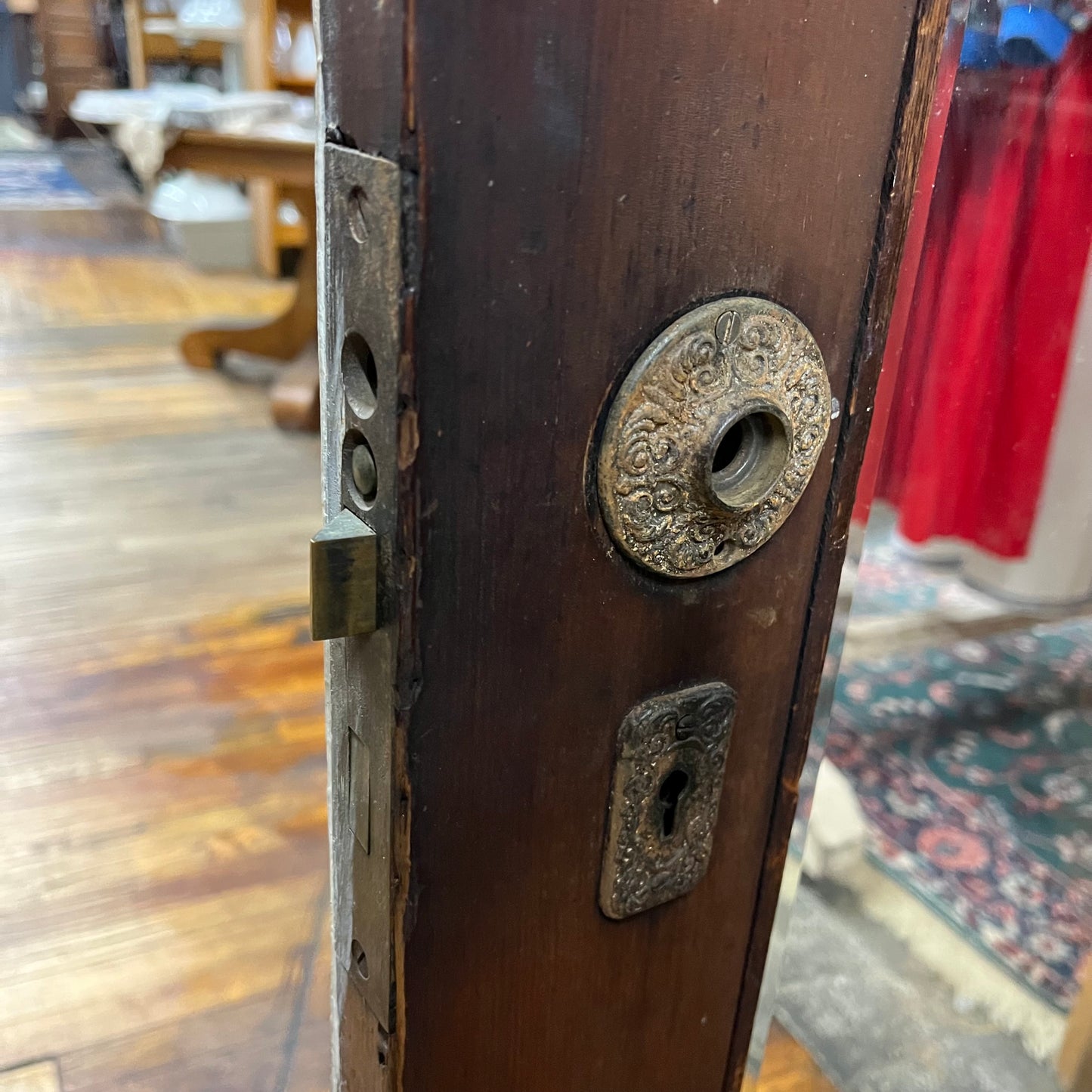 Antique Door With Original Thick Beveled Glass