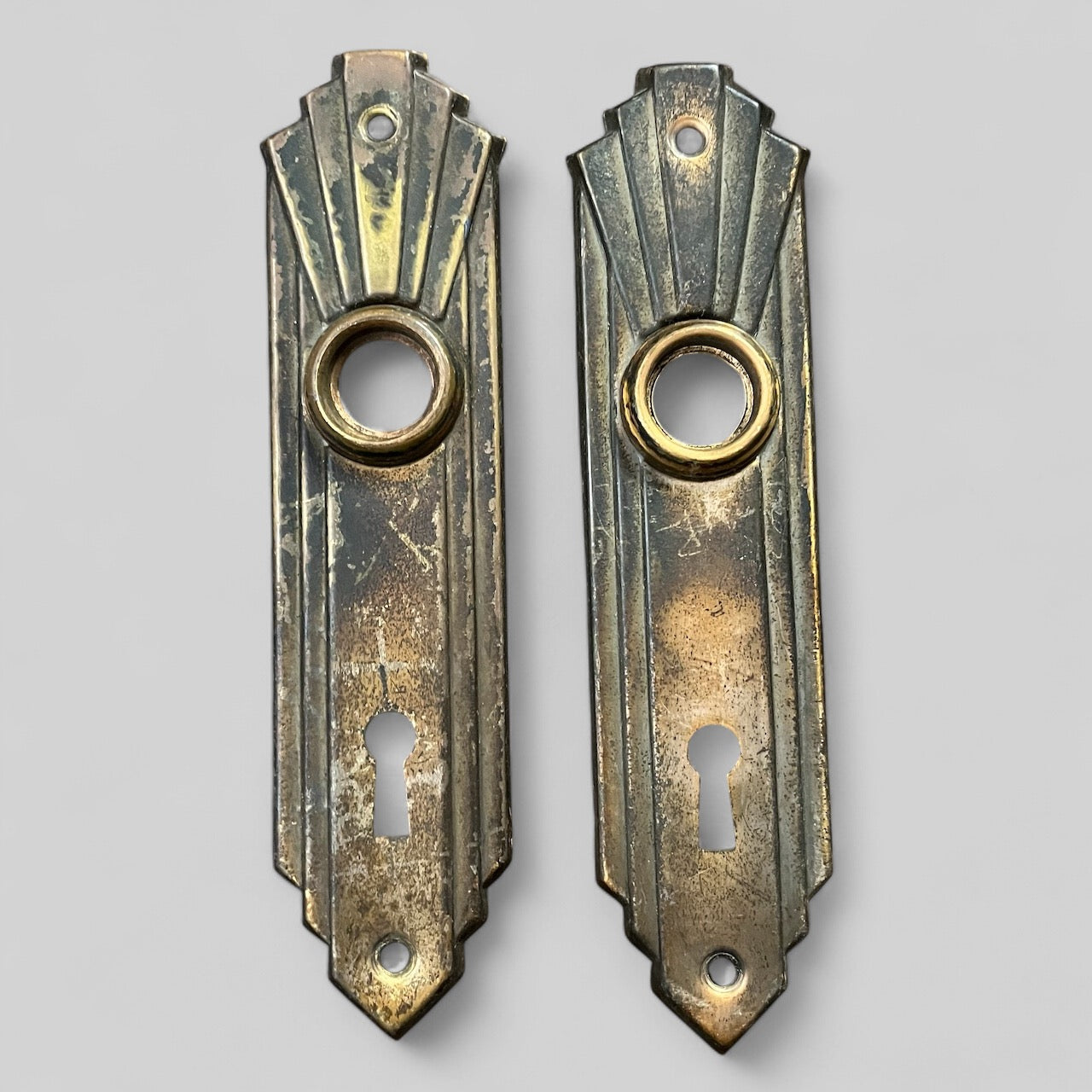 Vintage Brass Art Deco Door Hardware Set