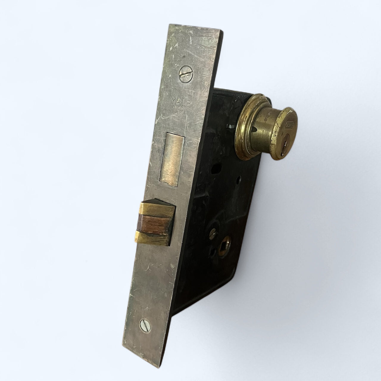 Antique Yale (#7750) Exterior Door Mortise Lock with Deadbolt