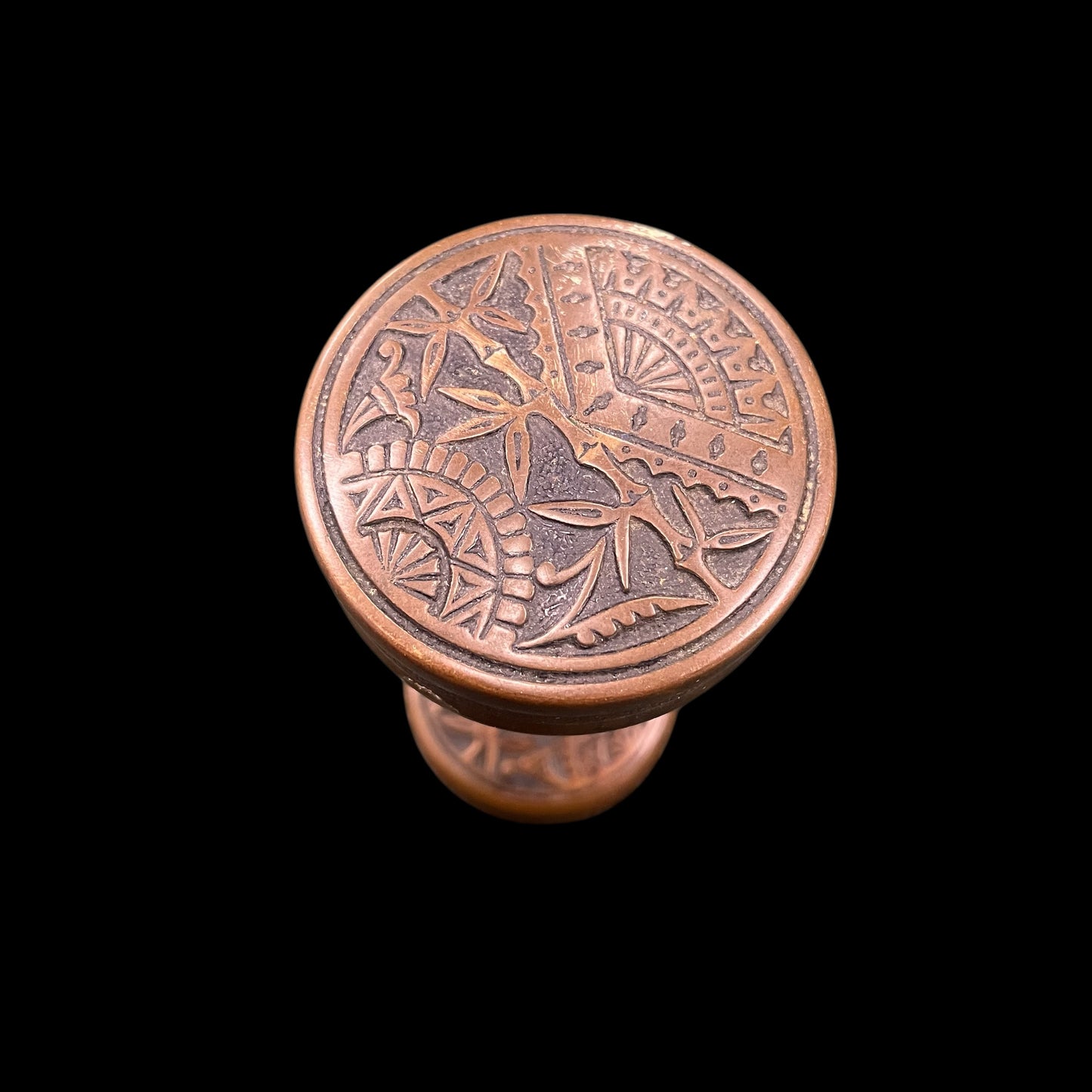 Antique Cast Bronze Branford Vernacular “Oriental” Pattern Doorknob Set
