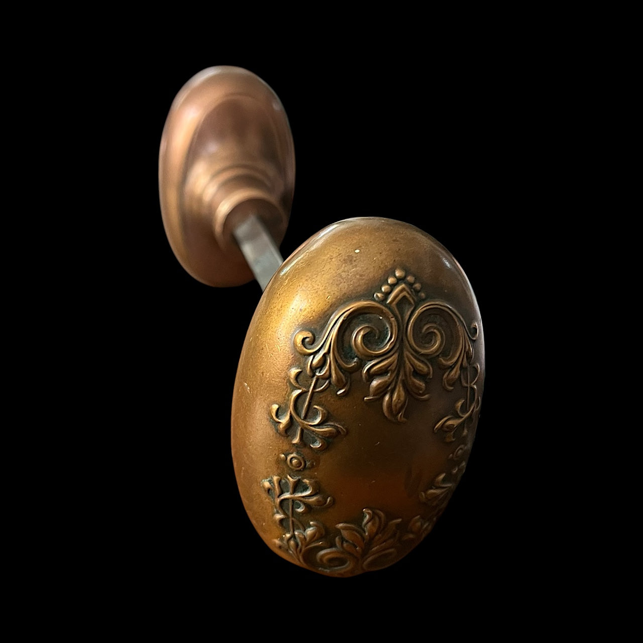 Antique Bronze/Brass Corbin Vittoria Oval Doorknob Set c.1895