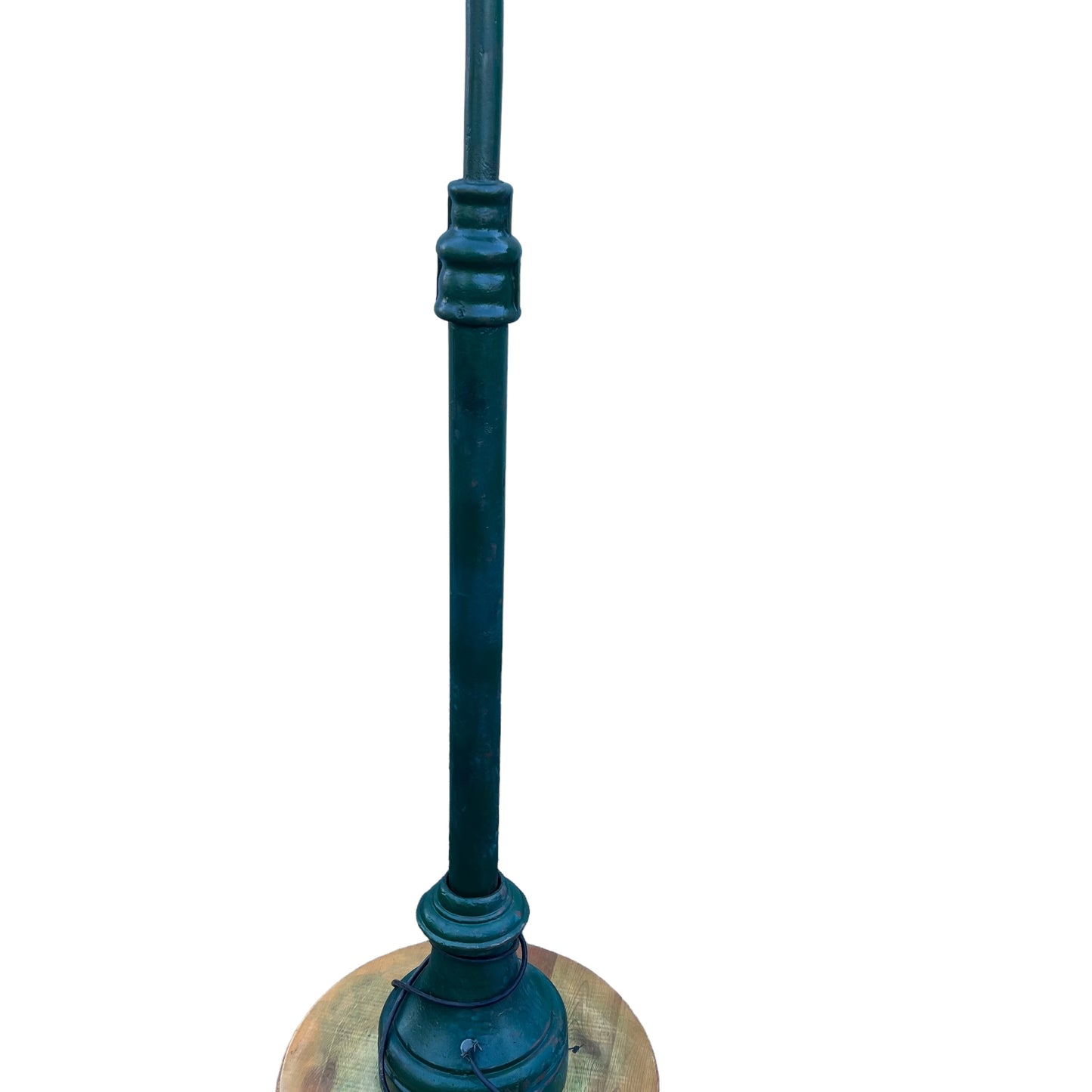 Vintage Cast Iron Street Lamp With Porcelain Enameled Steel Rippled Shade - Rewired