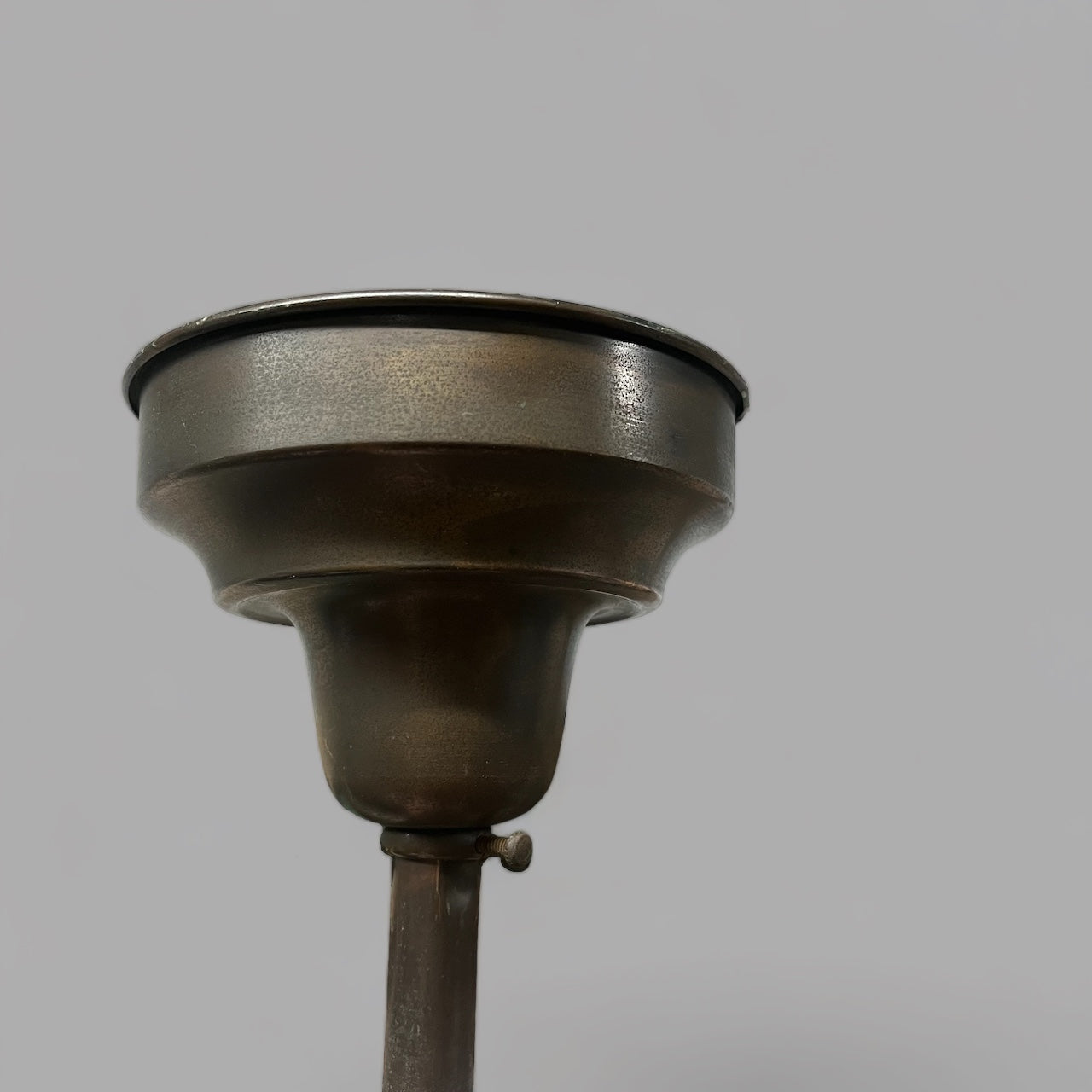 Antique Brass Pendant Light with Ornate Stenciled Glass Globe - Rewired