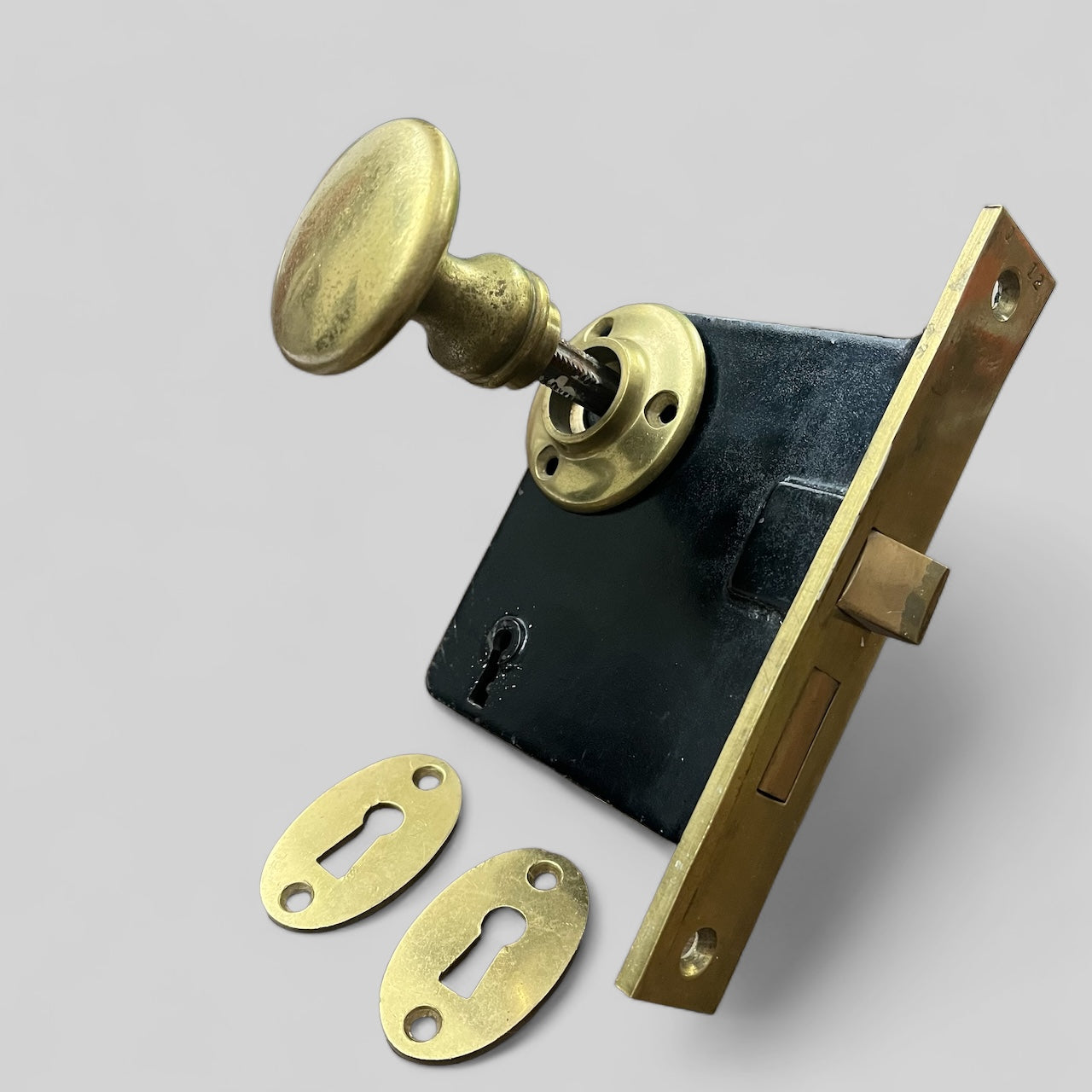 Antique Heavy Cast Brass Door Knob Set