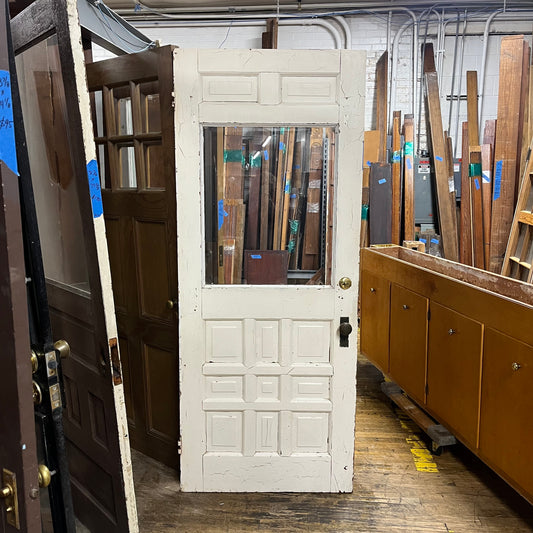 Antique Decorative Door With Half Glass and Original Hardware