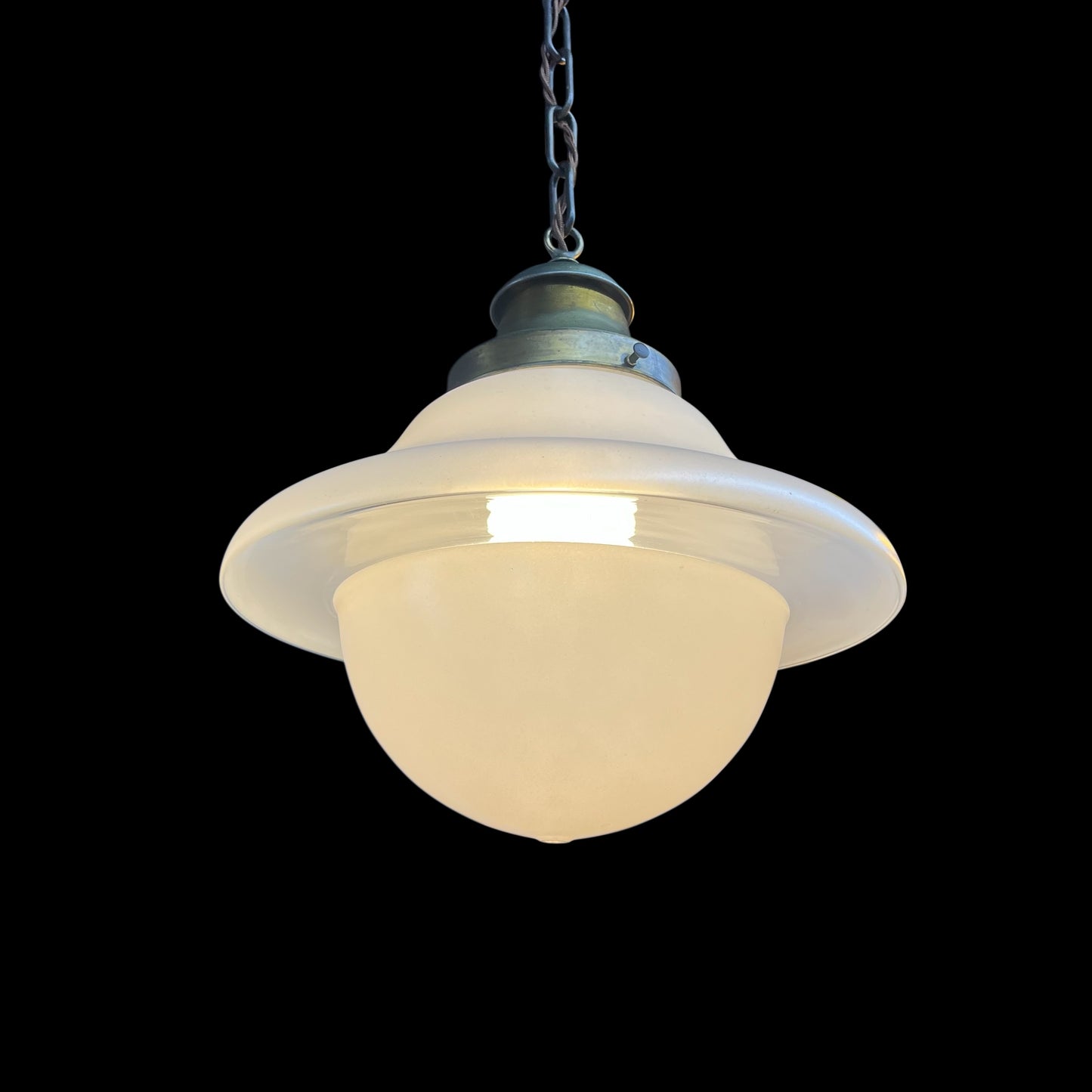 Antique Art Deco Pendant Light With Original Brass Fixture - Rewired