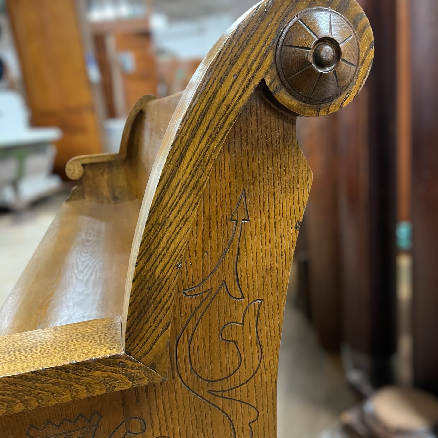 Custom Bench Made From An 1890s Oak Church Pew