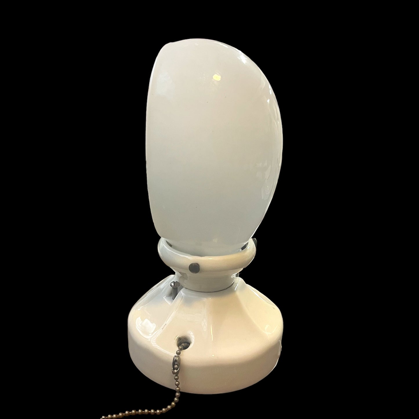 1920-30s Vintage Art Deco Porcelain Wall Sconce With Milk Glass Shade