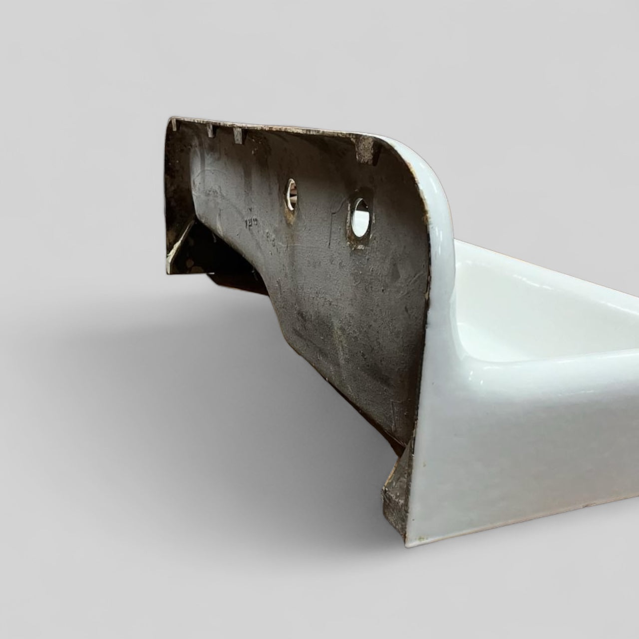 Antique Porcelain Enameled Cast Iron Farm Sink With Side Drain Board