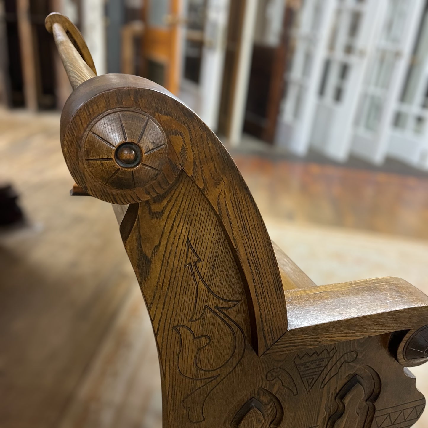 Custom Bench Made From An 1890s Oak Church Pew