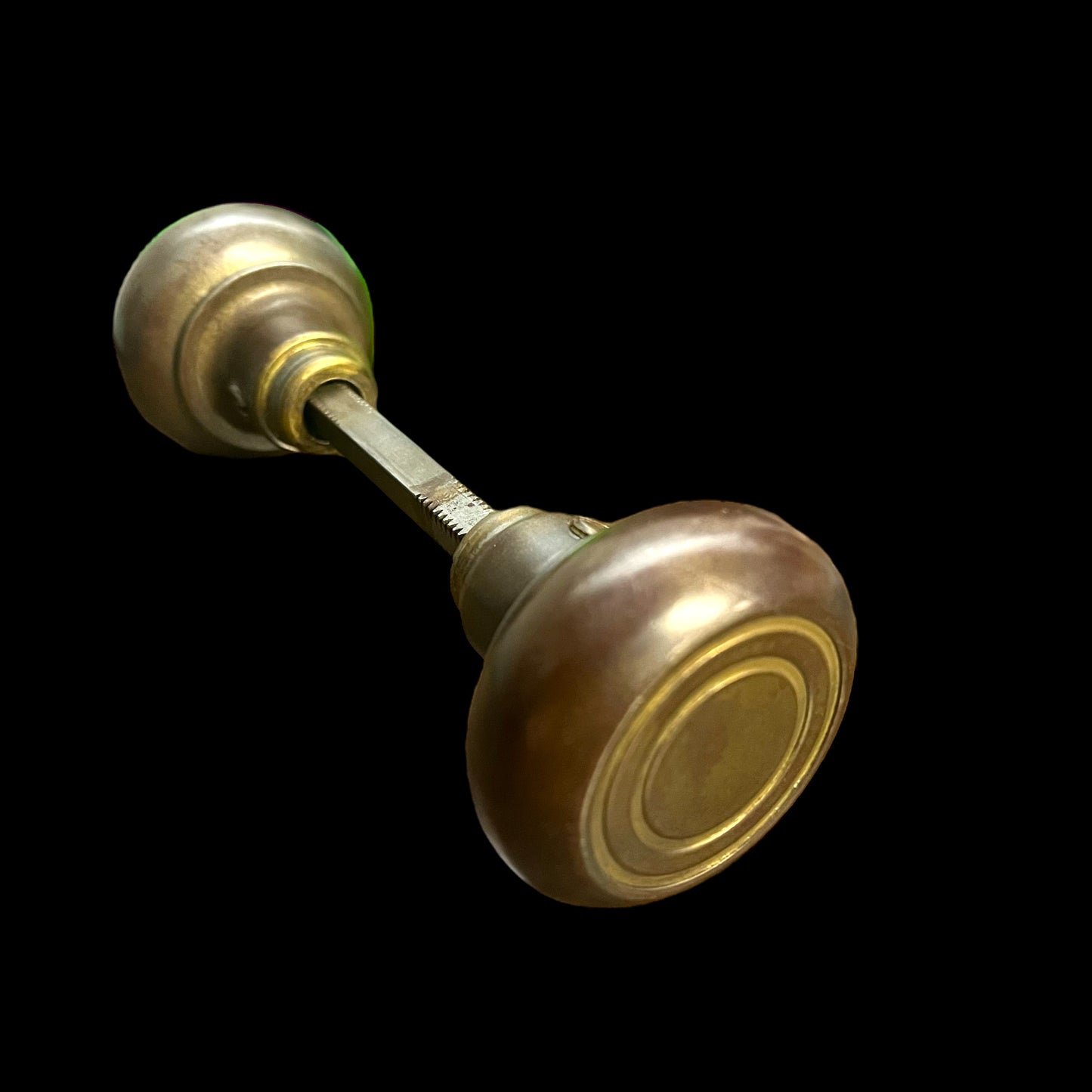 Antique Art Deco Steel Doorknob Set