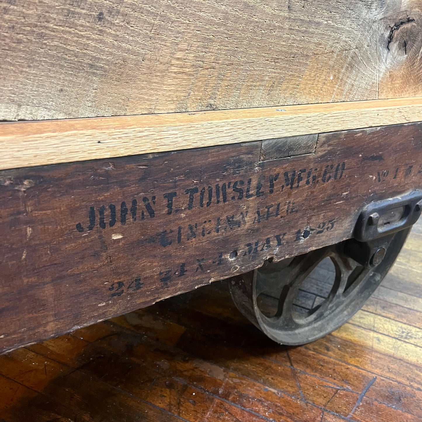 Antique Industrial Cart by John T Towsley Mfg Co in Cincinnati, OH Dated 1925