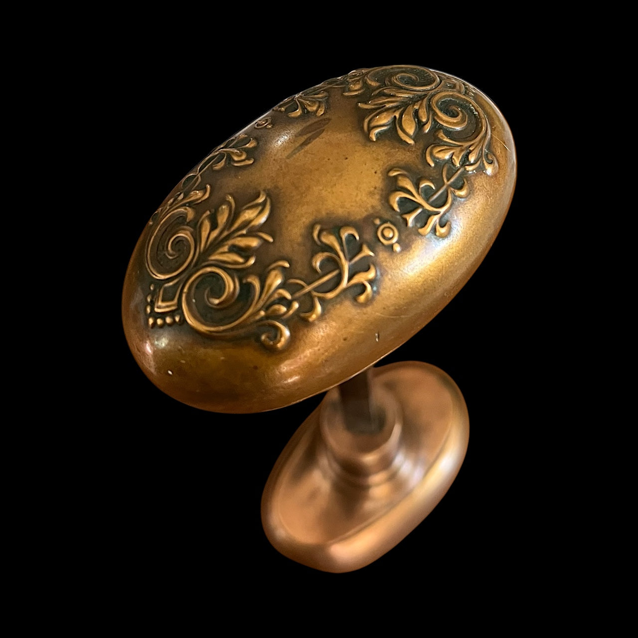 Antique Bronze/Brass Corbin Vittoria Oval Doorknob Set c.1895