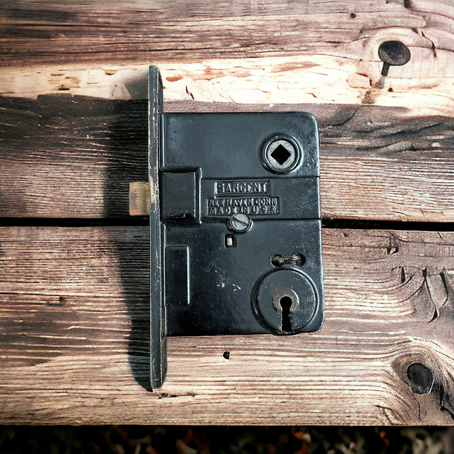 Antique Oversized Sargent Brass Front Interior Mortise Lock (#5629)