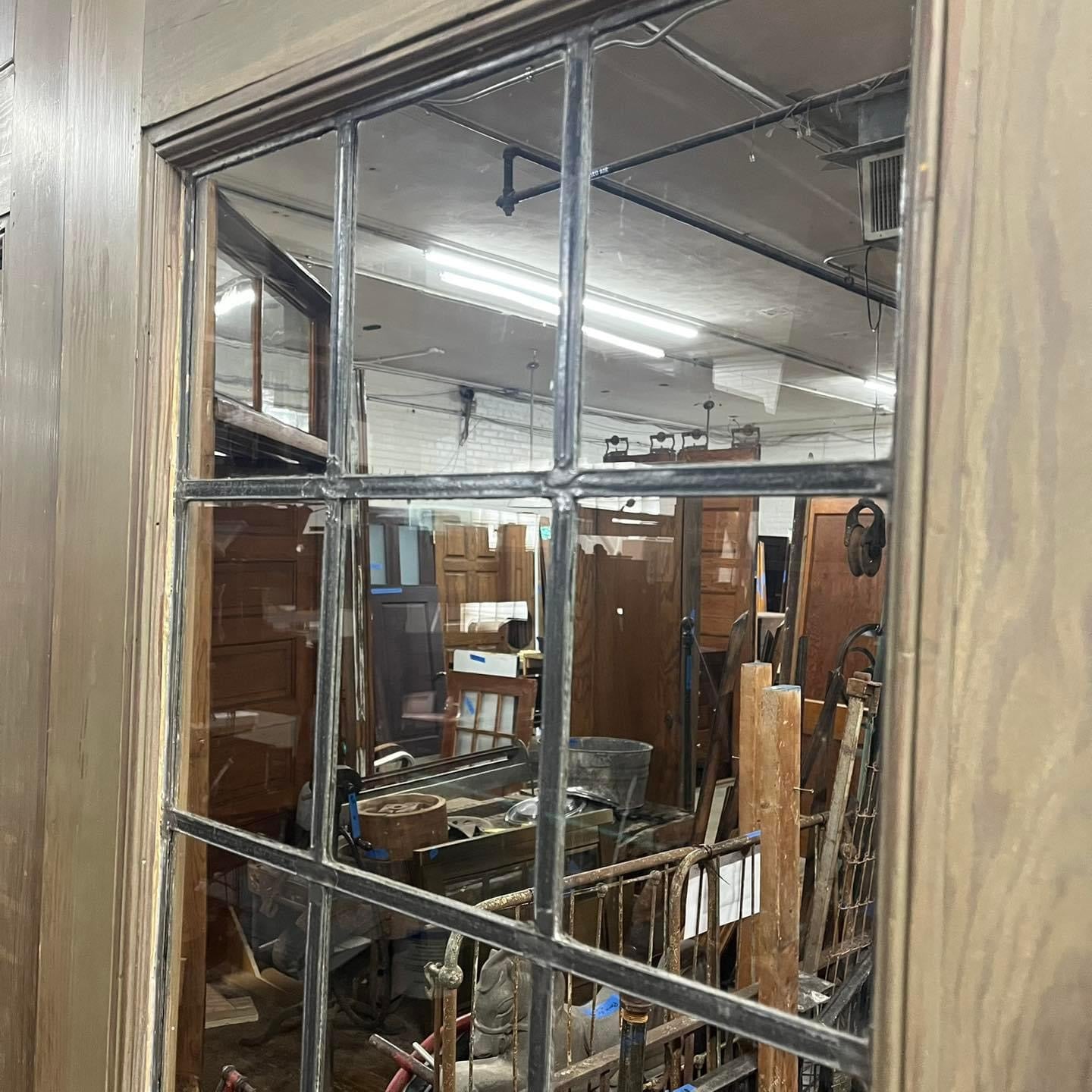 Antique Double Doors with Leaded Glass Windows