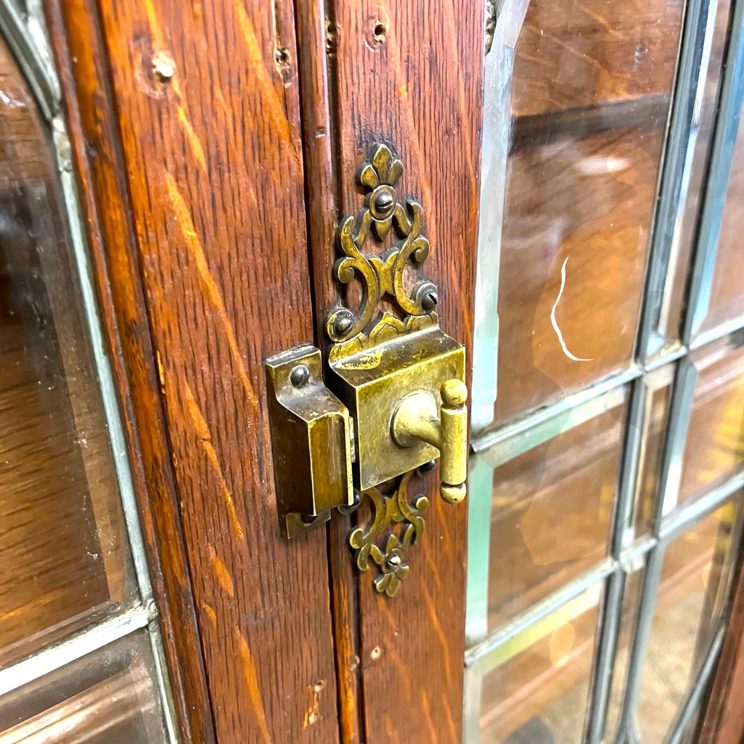 Antique Leaded Glass Cabinet Doors
