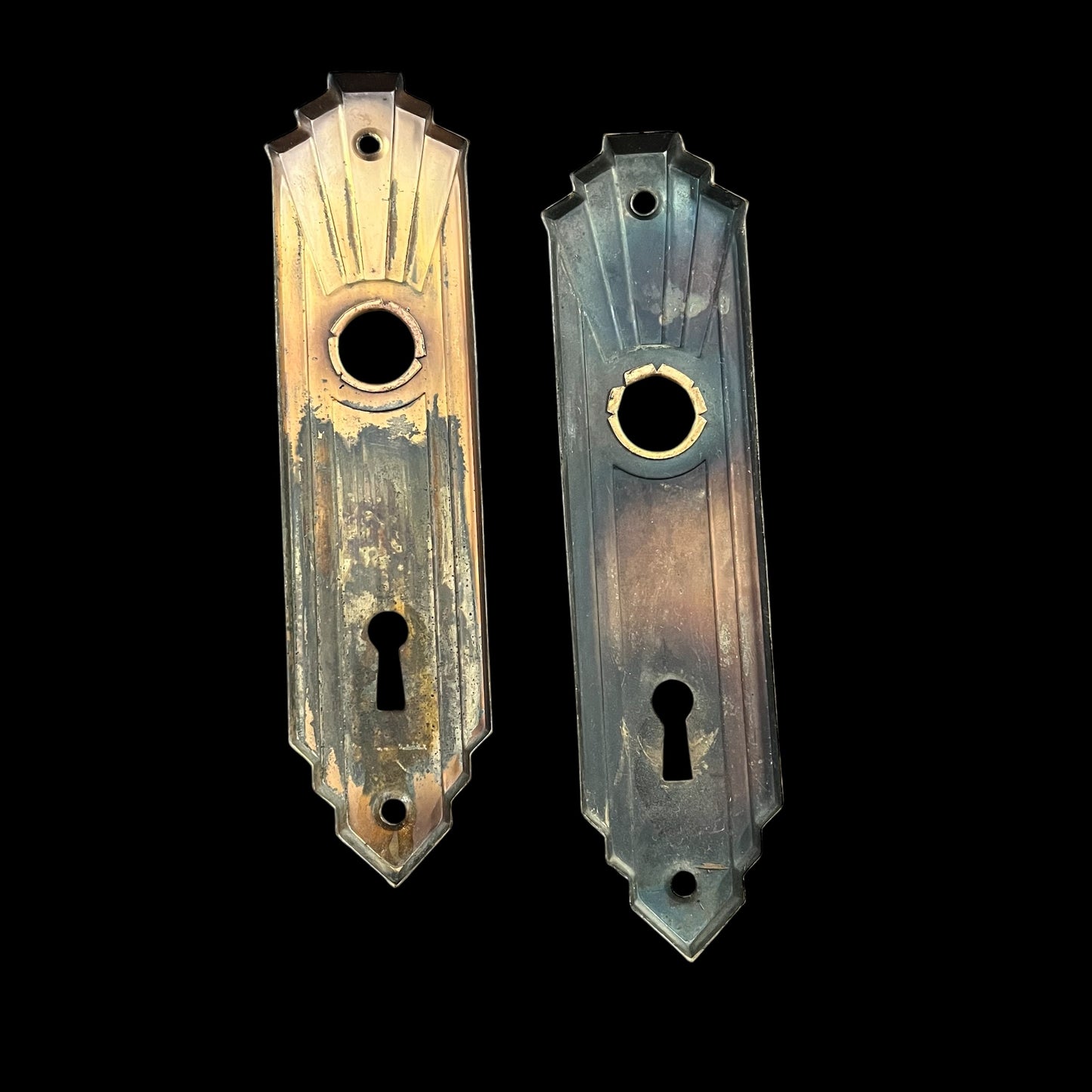 Vintage Brass Art Deco Door Hardware Set
