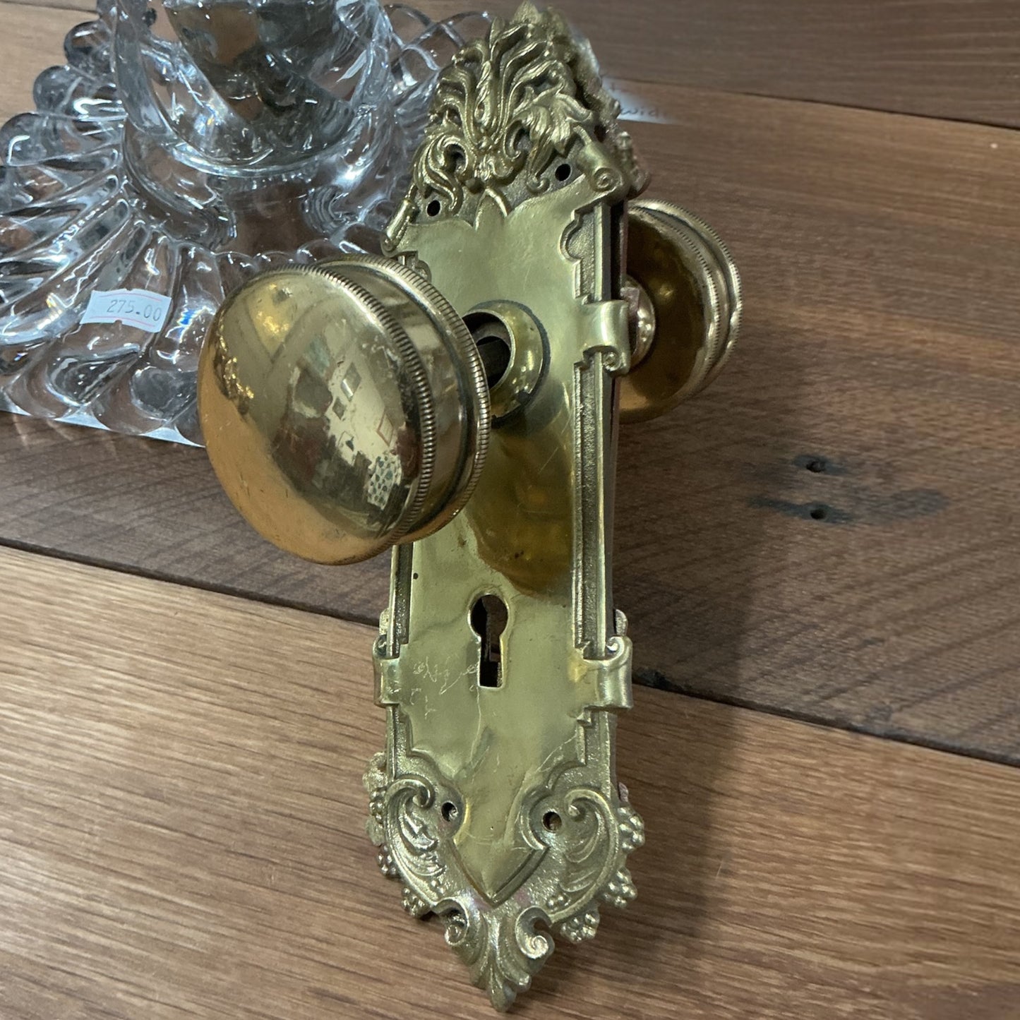 Antique Victorian Brass Knobset w/Backplates