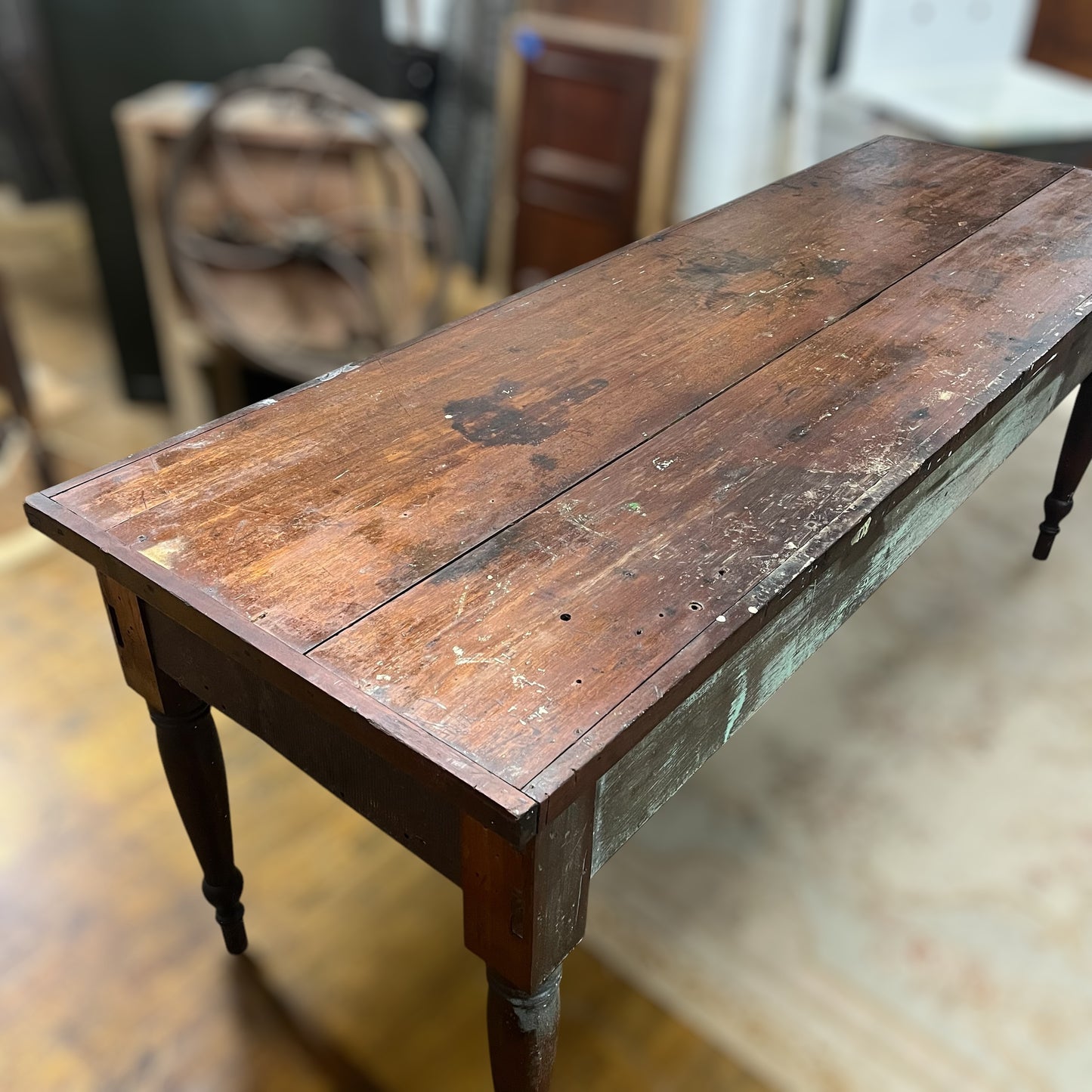 Antique Solid Walnut Table From House Built in 1858