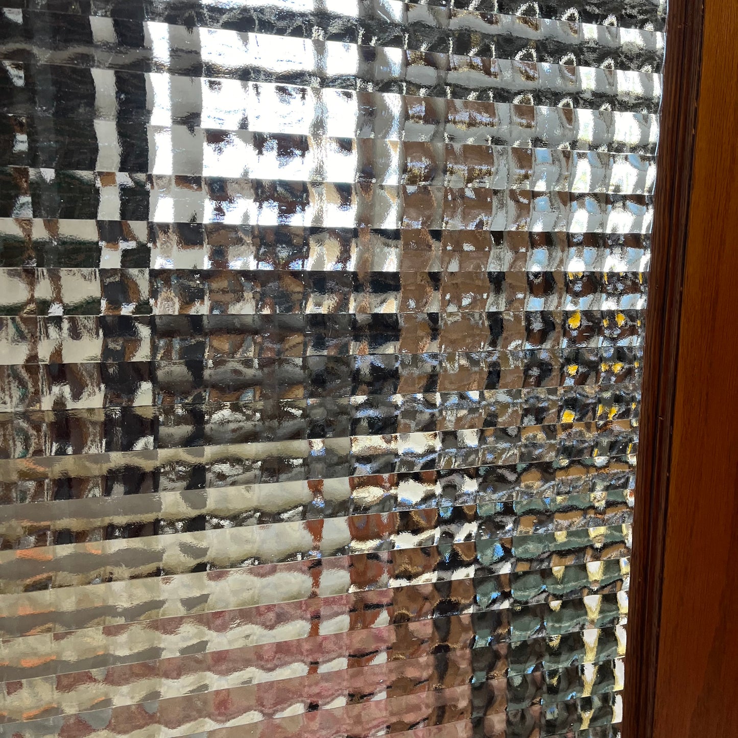 Antique Oak Pocket Door with Unique Privacy Glass